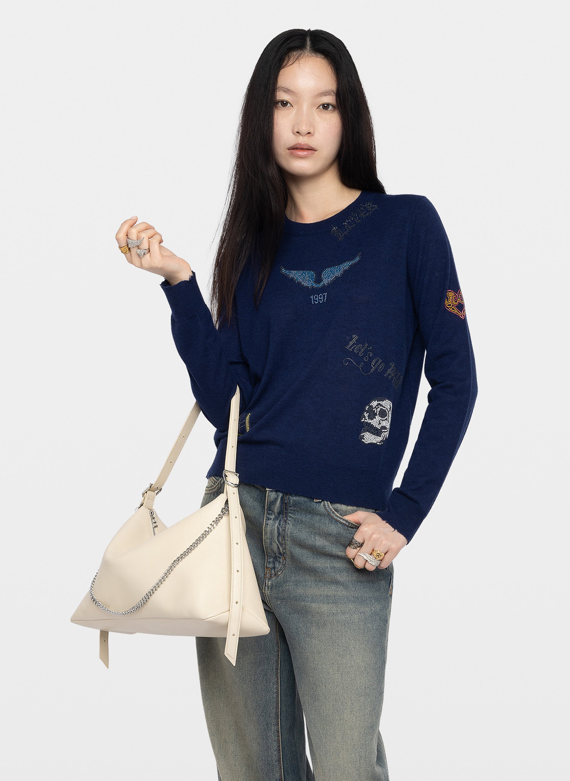 Straight cotton sweater with round neck ZADIG&VOLTAIRE Blue