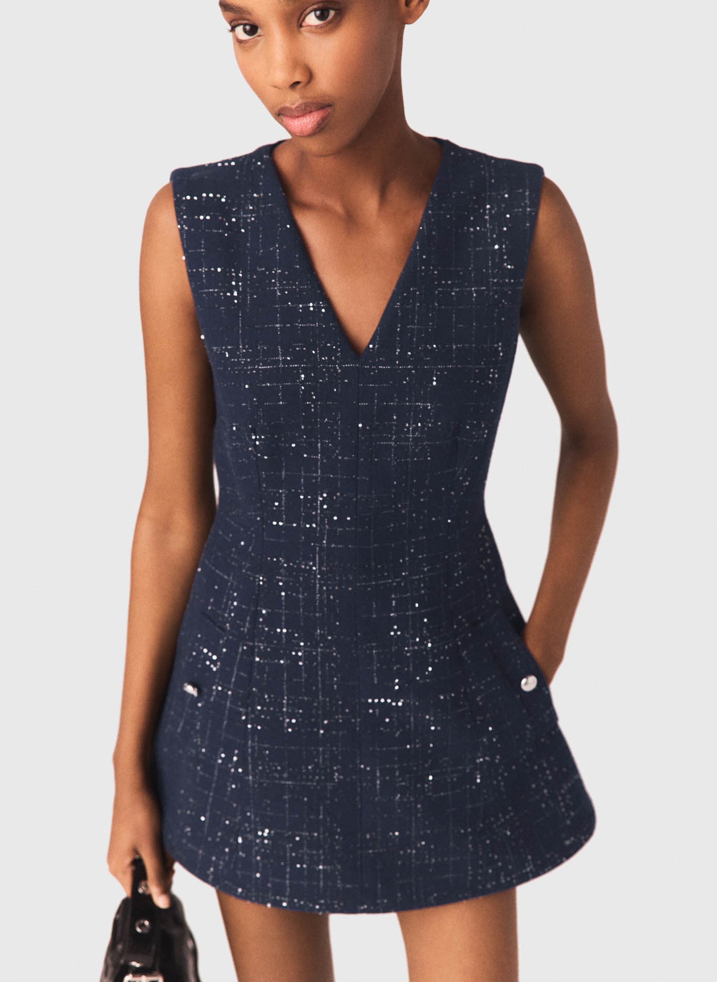 Tweed jumpsuit met V-hals MAJE Blauw