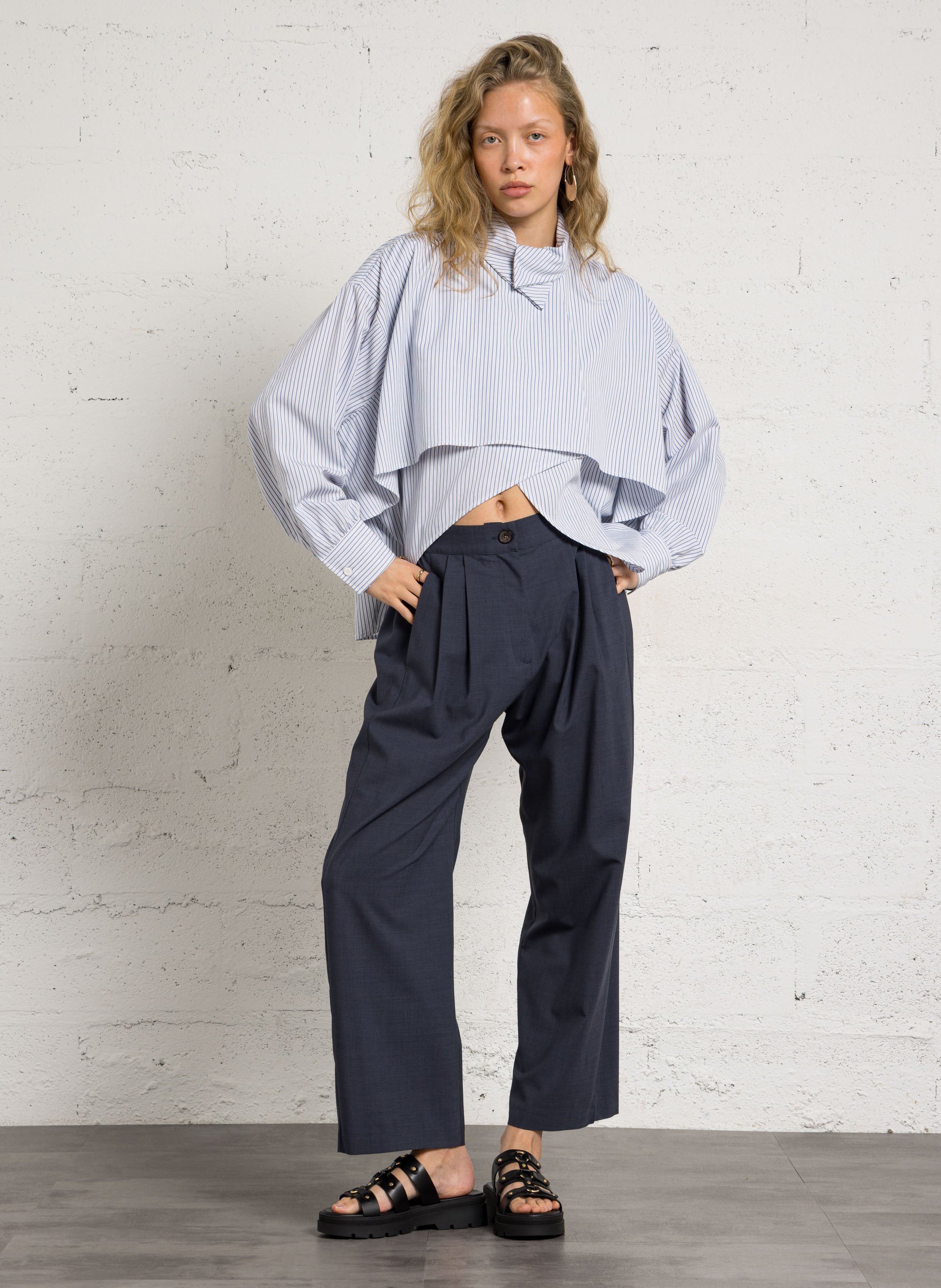 Declic wool-blend loose-fit trousers MASSCOB Blue