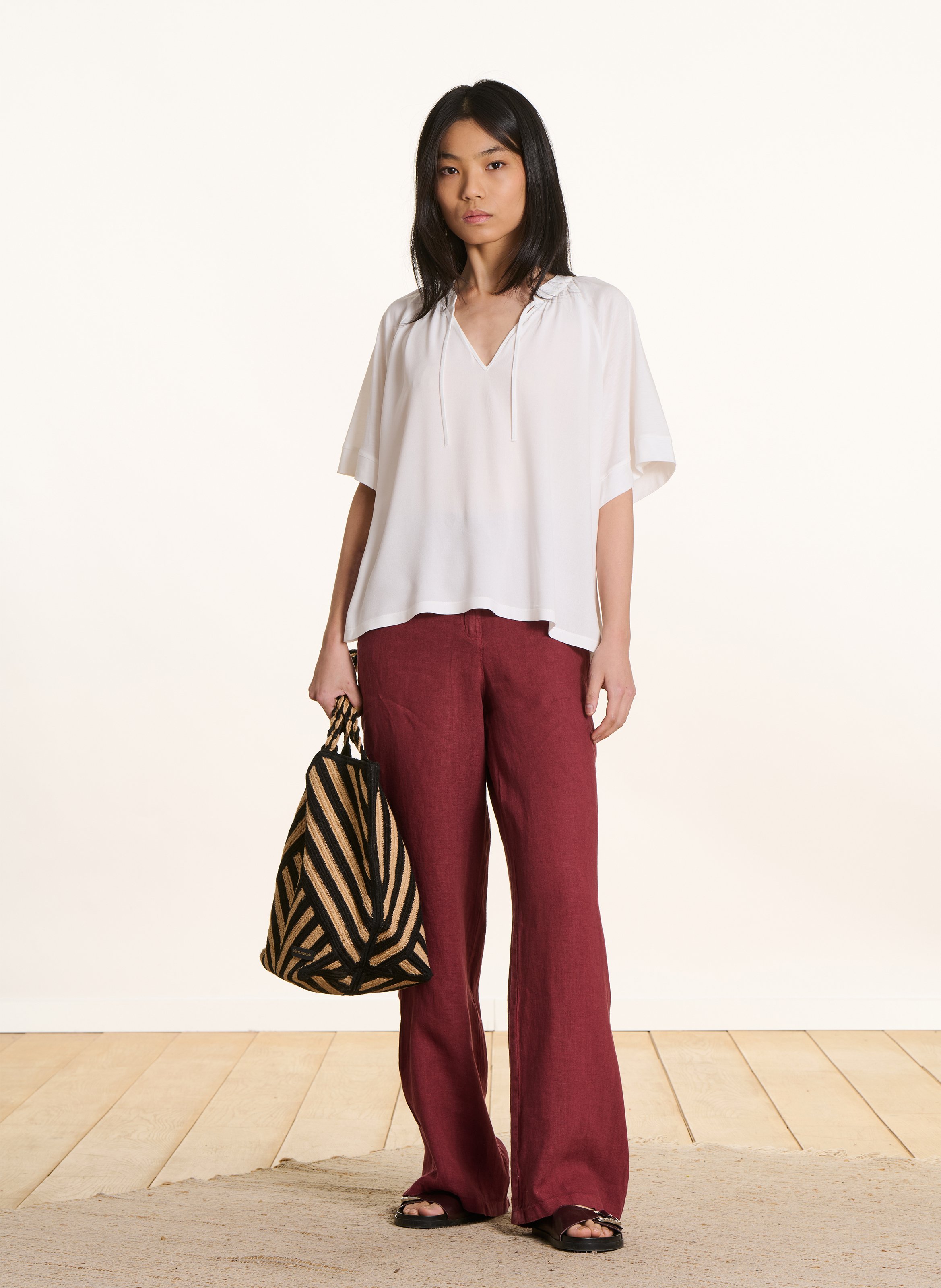 Tee-shirt fluide col tunisien LA FEE MARABOUTEE Blanc