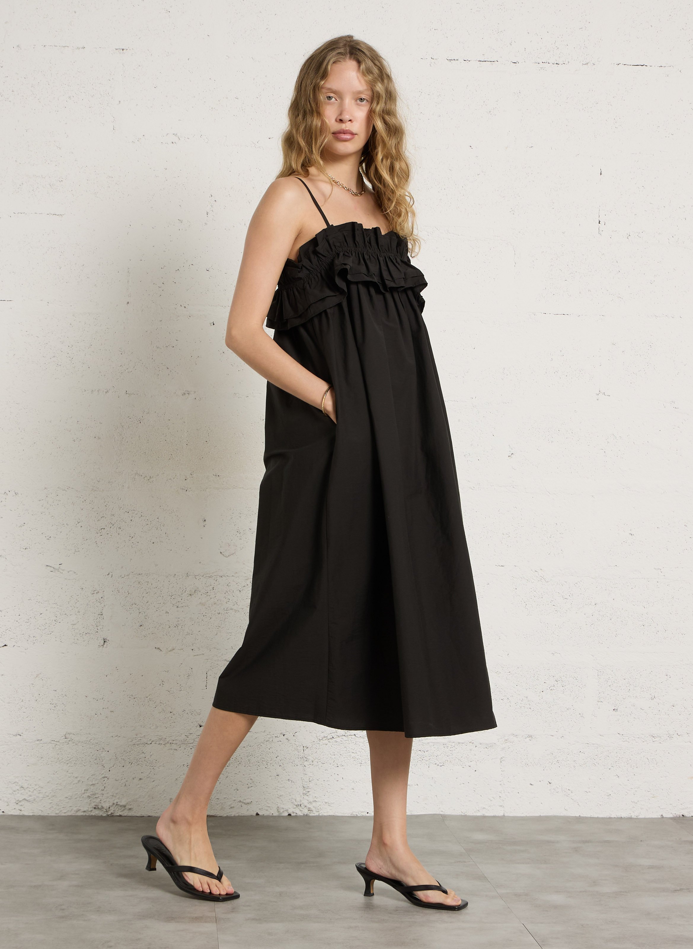 Robe longue en coton SEE U SOON Noir