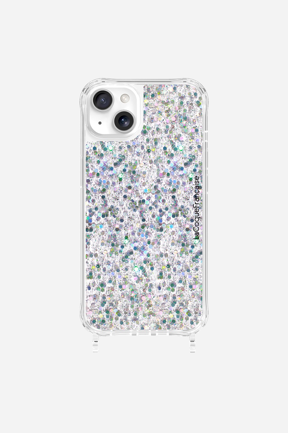 Phone case with holographic glitter rings for iPhone 15 Plus LA COQUE FRANCAISE Silver