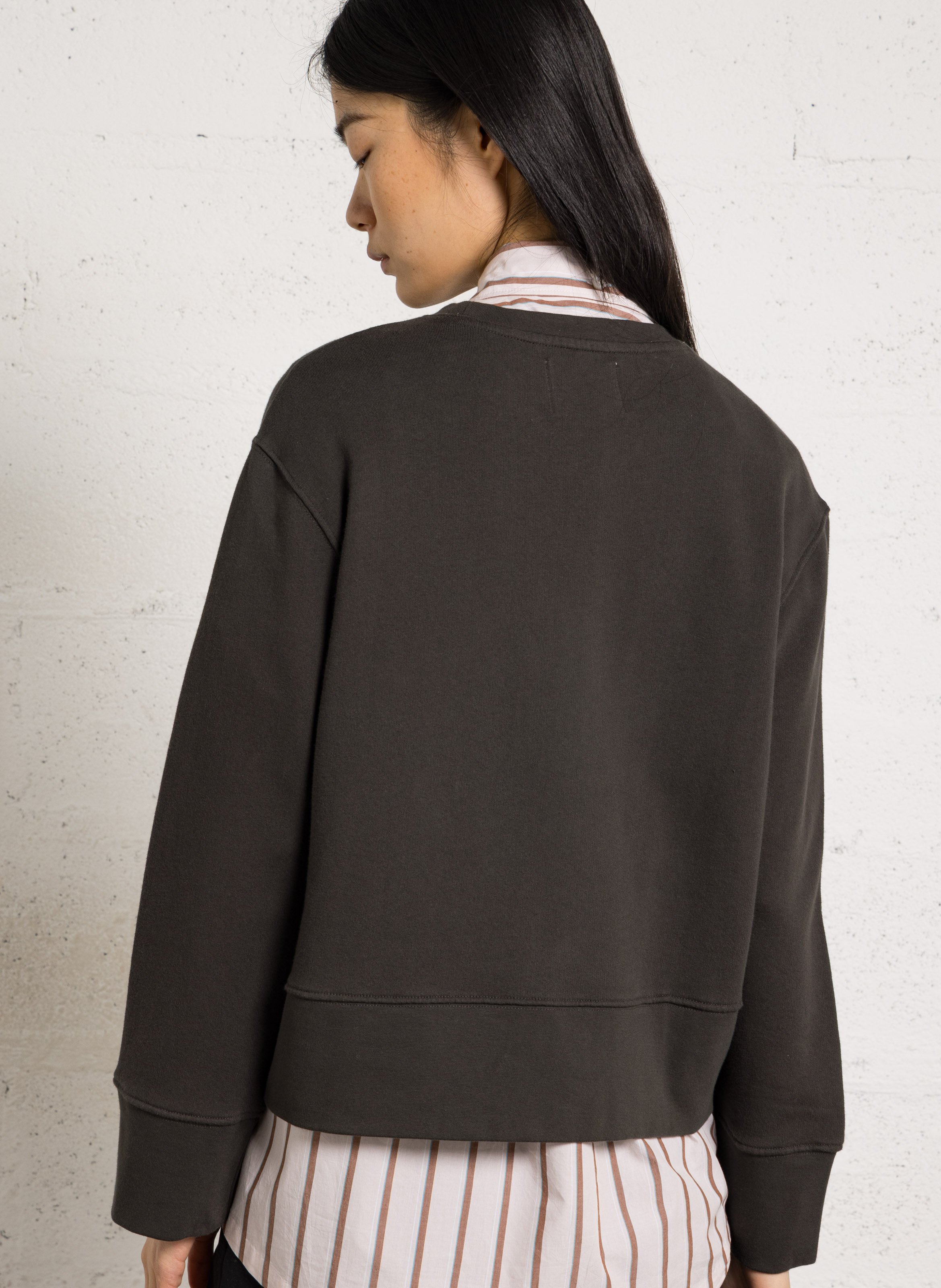 Sweat oversize col rond en coton bio LEON & HARPER Gris