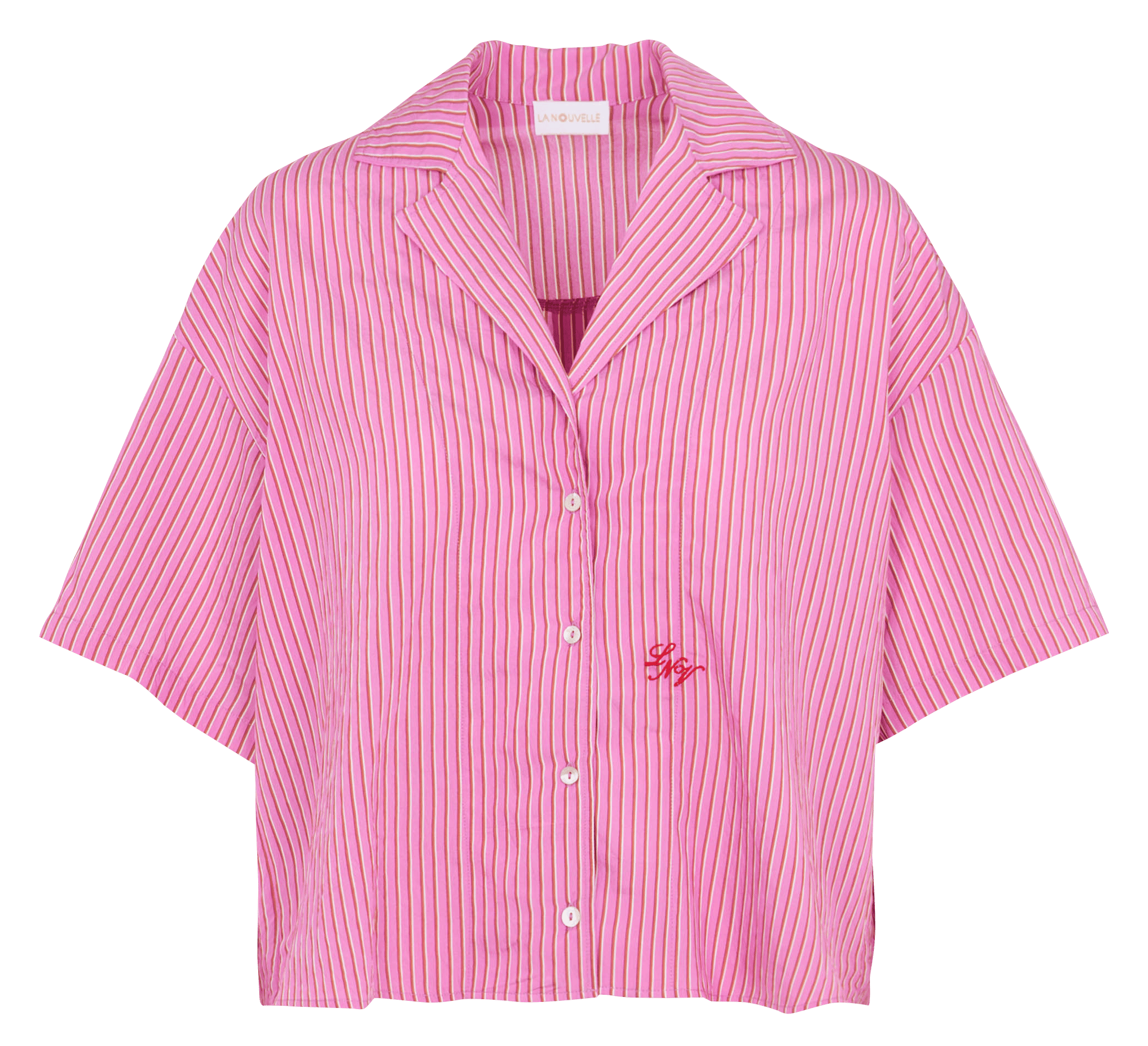 Gerade geschnittene Streifenbluse mit klassischem Kragen LA NOUVELLE Rosa