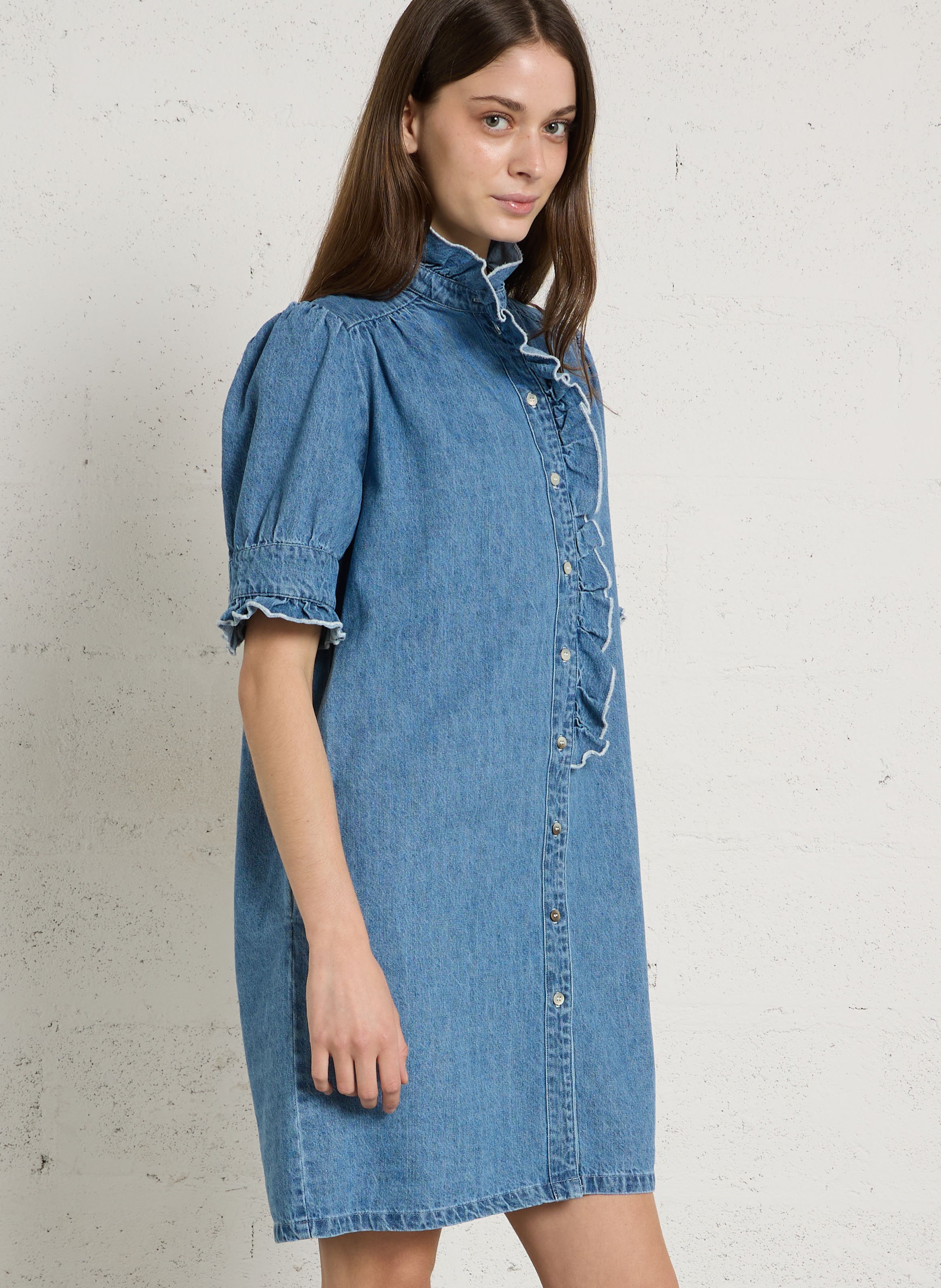 Robe courte en denim SUZIE WINKLE Bleu