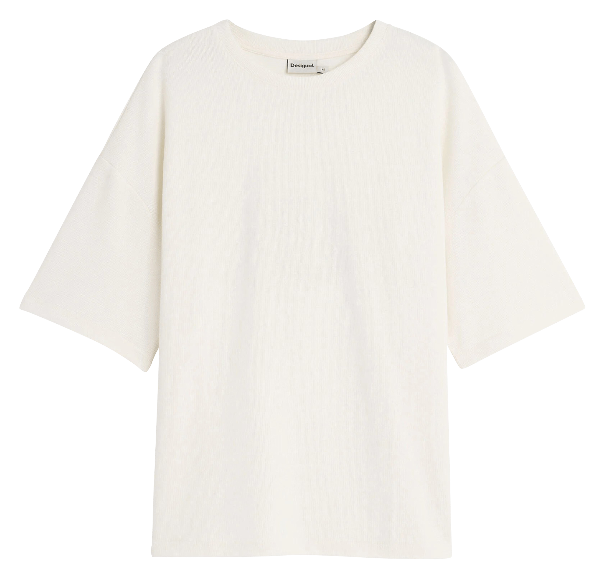 Tee-shirt droit col rond en coton mélangé DESIGUAL Blanc