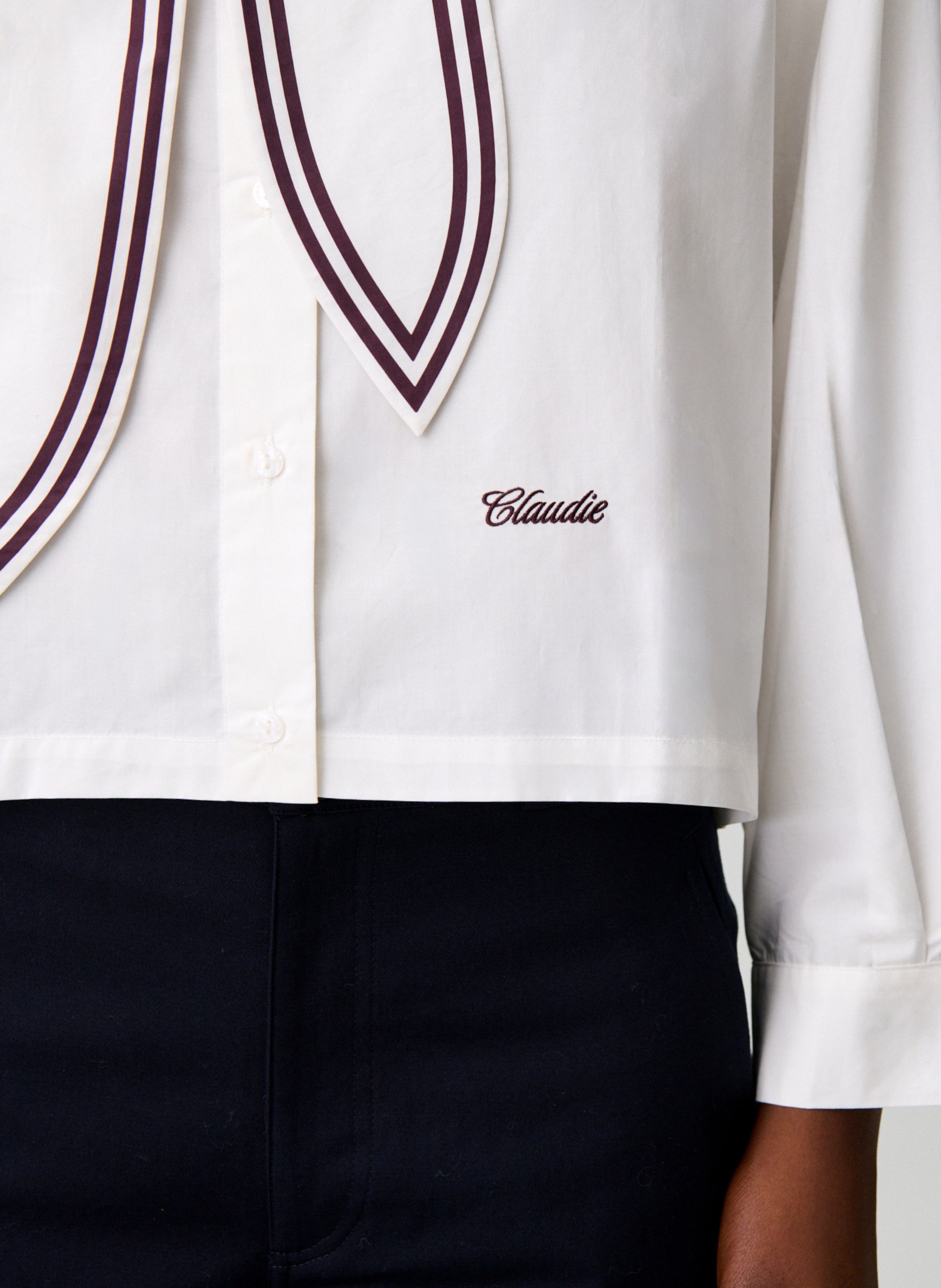 Rechte bloes van katoen met klassieke kraag CLAUDIE PIERLOT Beige