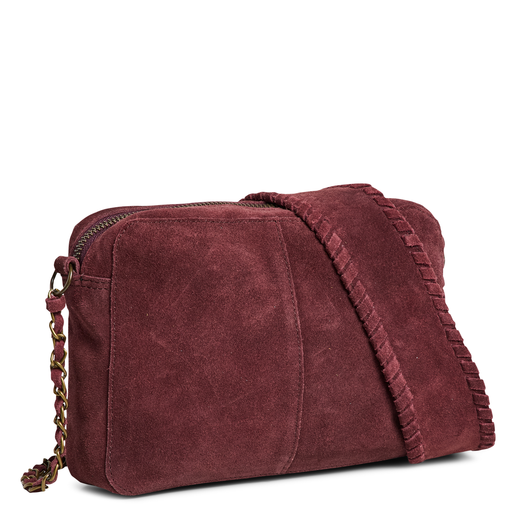 Sac bandoulière en cuir PIECES Prune