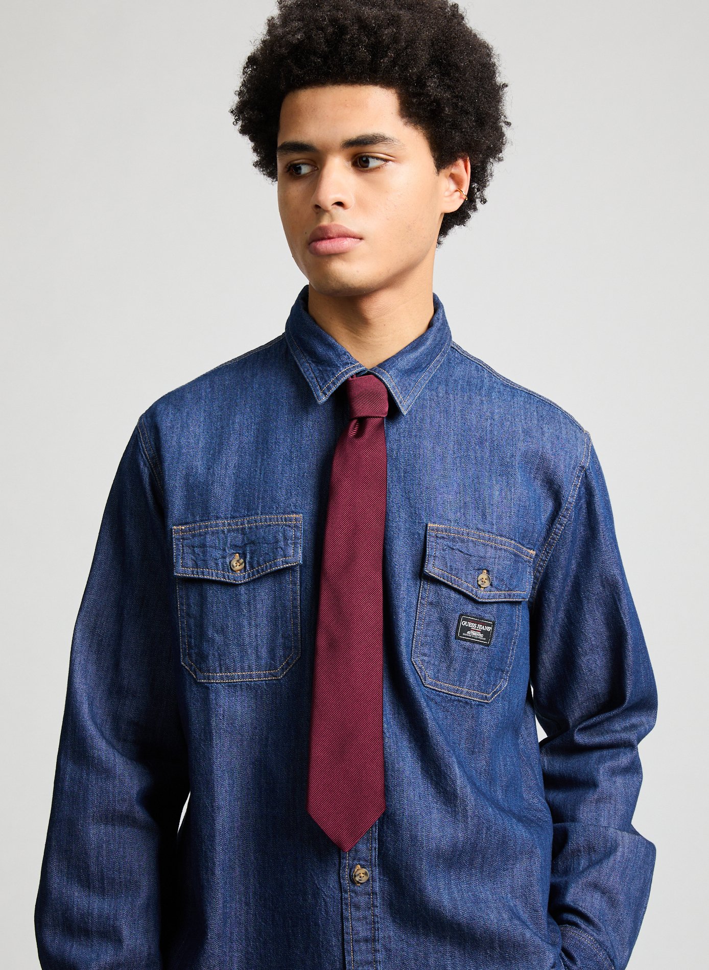 Solid silk tie AU PRINTEMPS PARIS Red