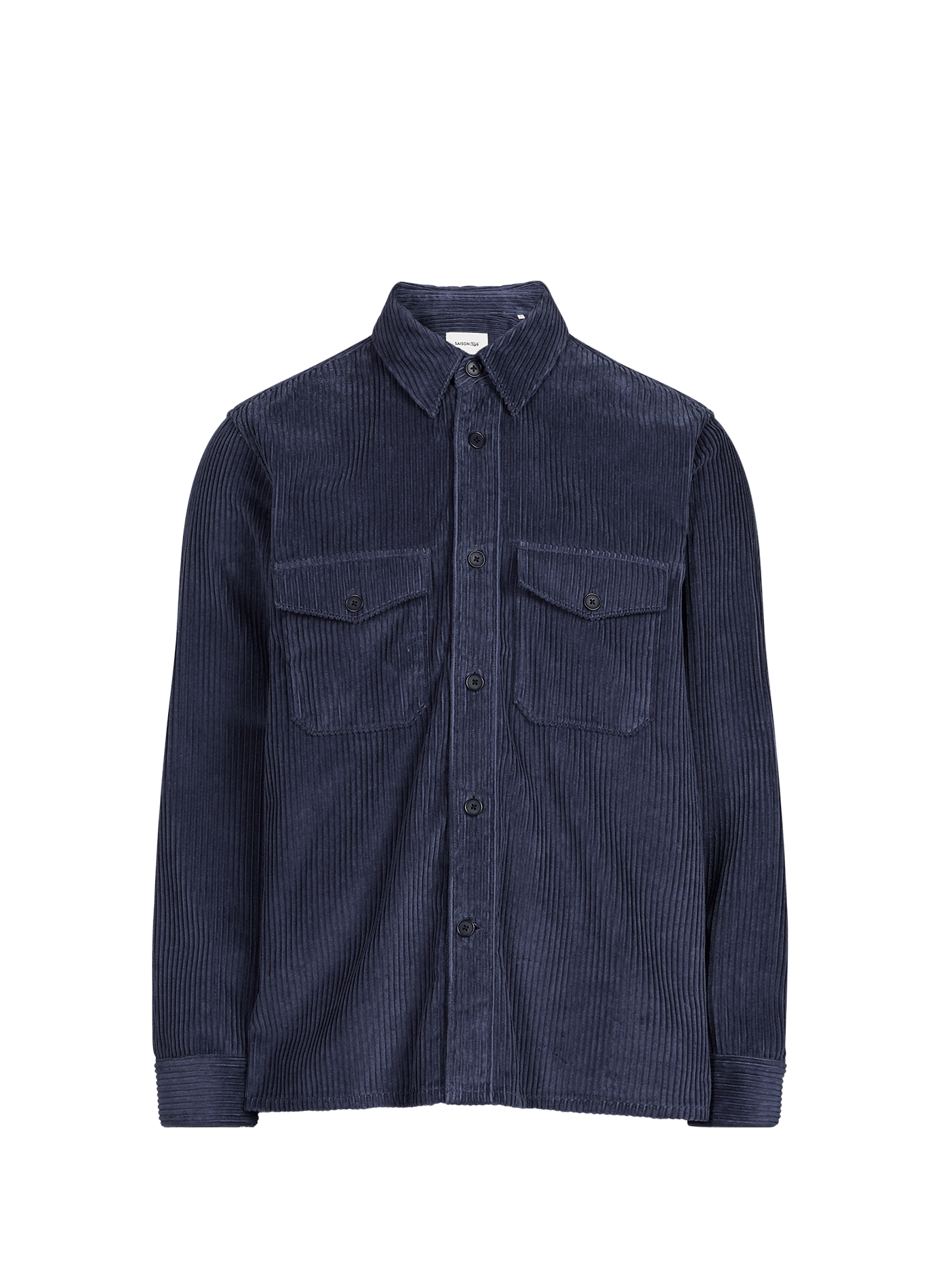 Corduroy cotton overshirt with classic collar. SAISON 1865 Blue