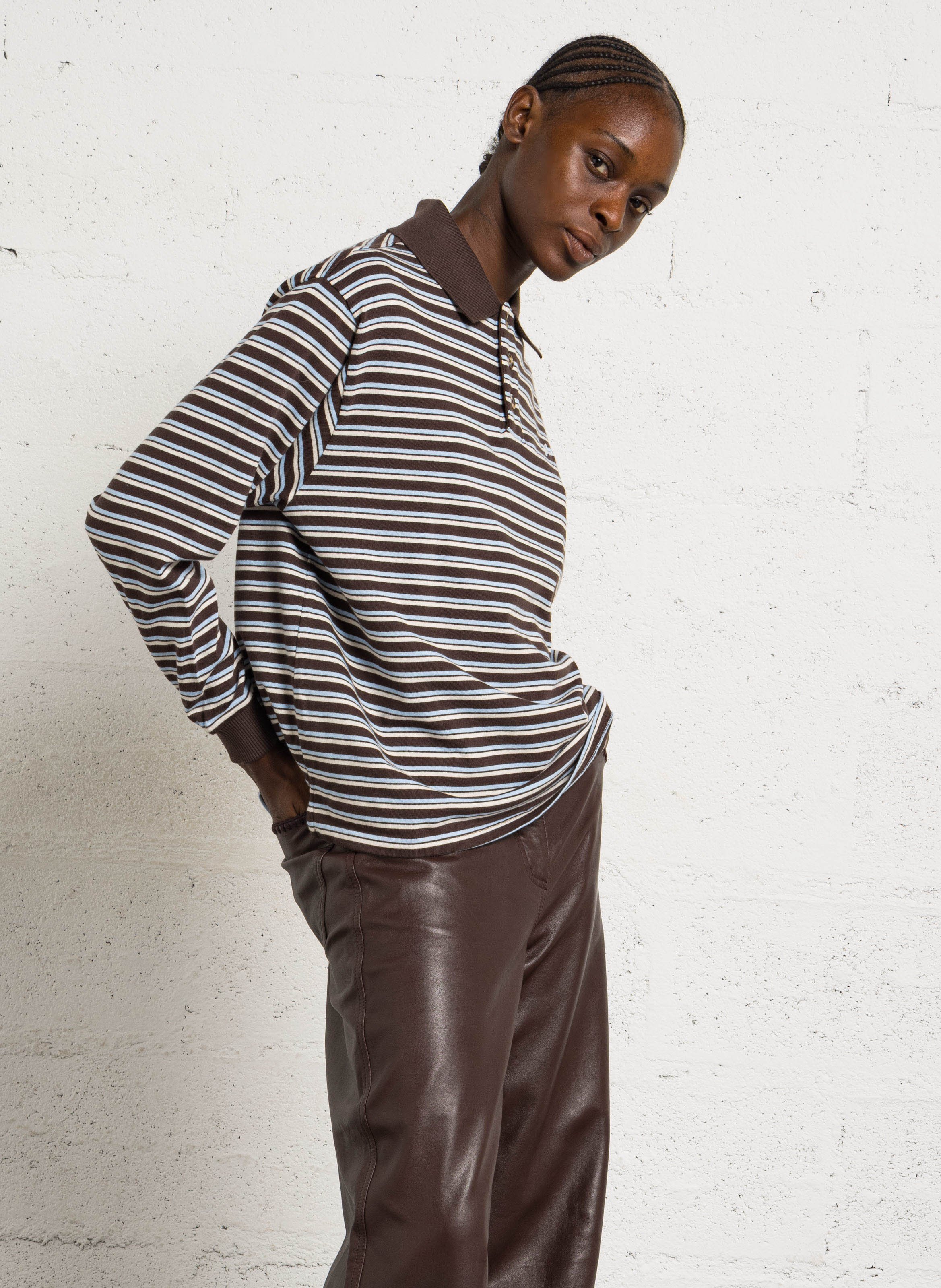 Striped straight organic cotton polo. DAMSON MADDER Multicolored