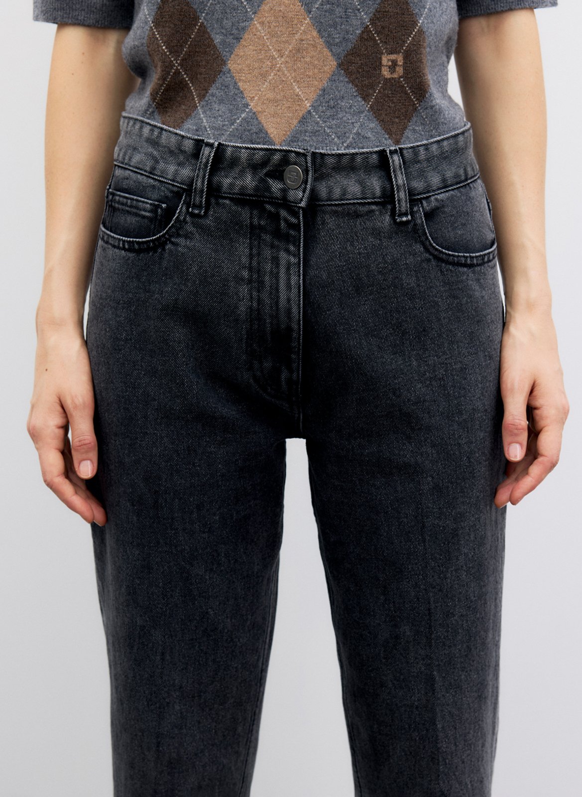Jean droit en coton mélangé GERARD DAREL Gris