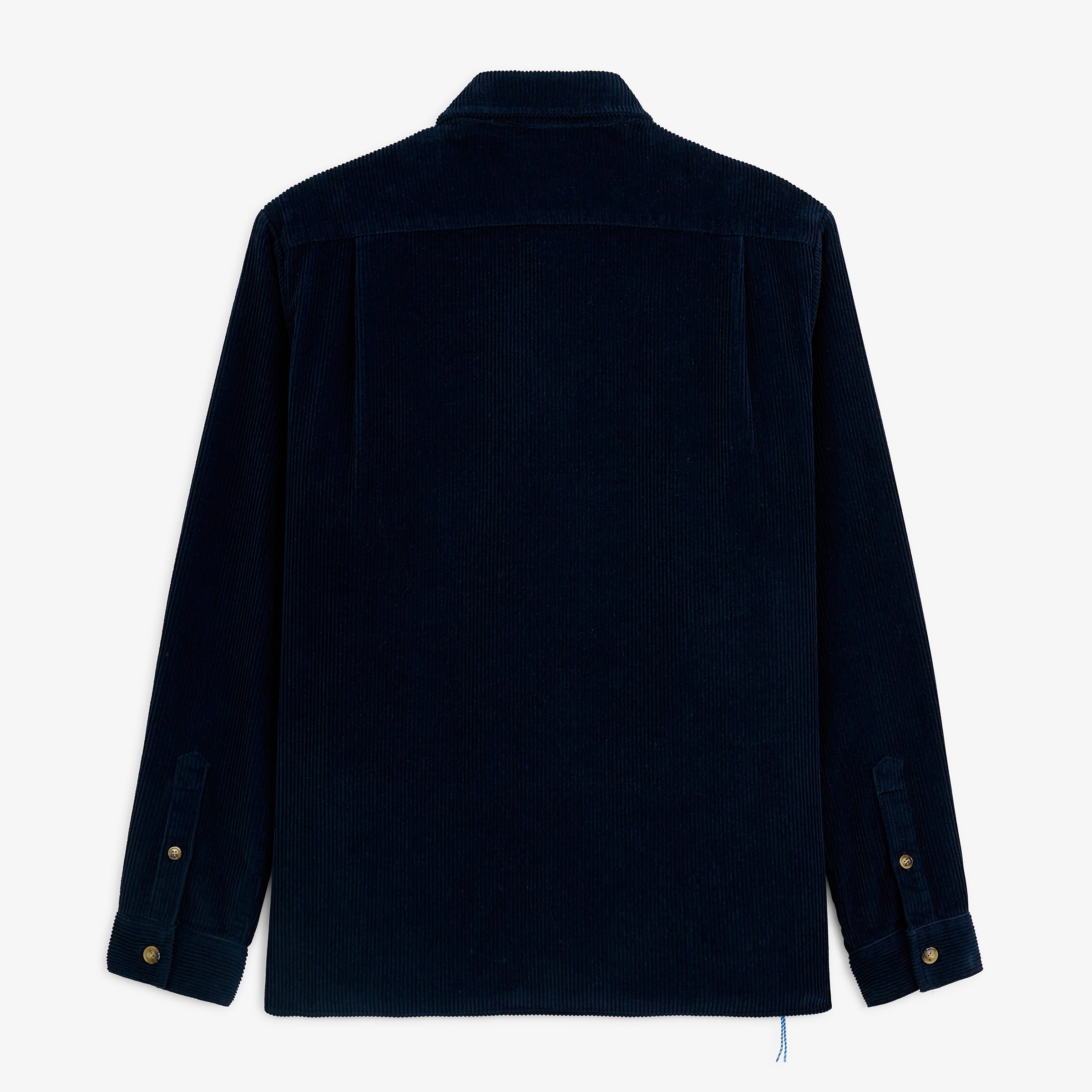 Long-sleeved shirt in navy blue pigment-dyed velvet by sbplay. SERGE BLANCO Blue