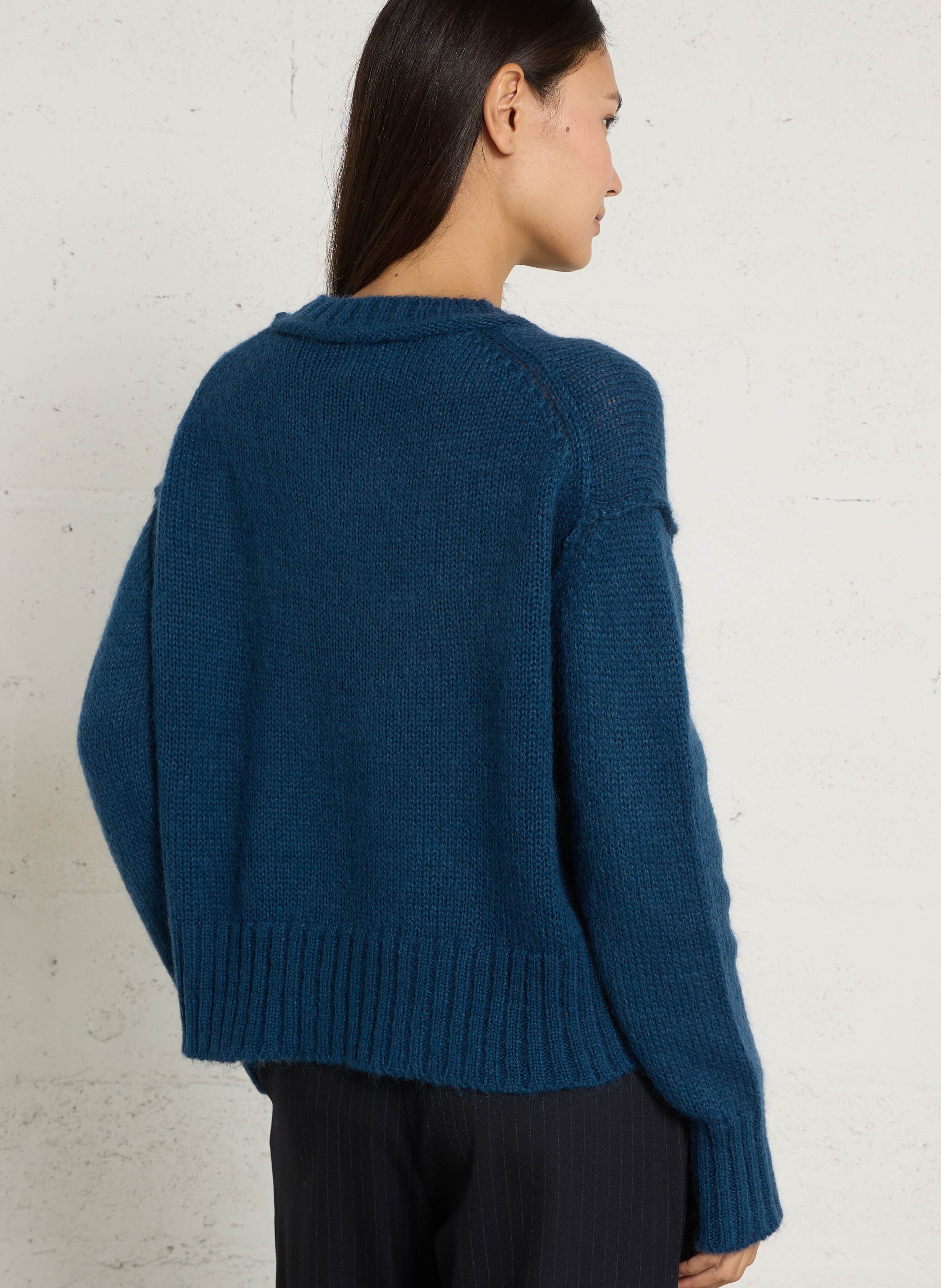 Rundhalspullover aus Wollmix BELLA JONES Blau