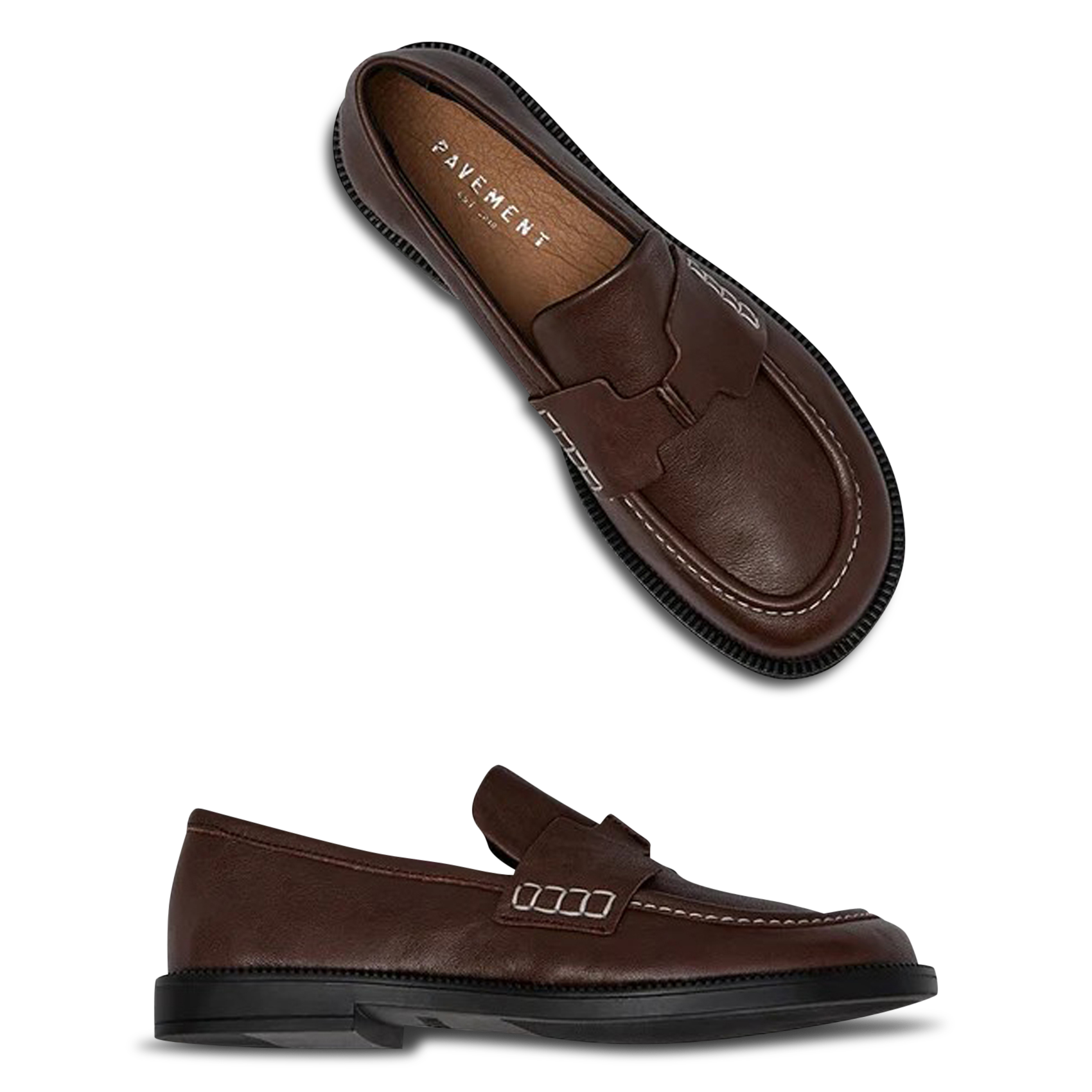 Mocassins unis en cuir PAVEMENT Marron