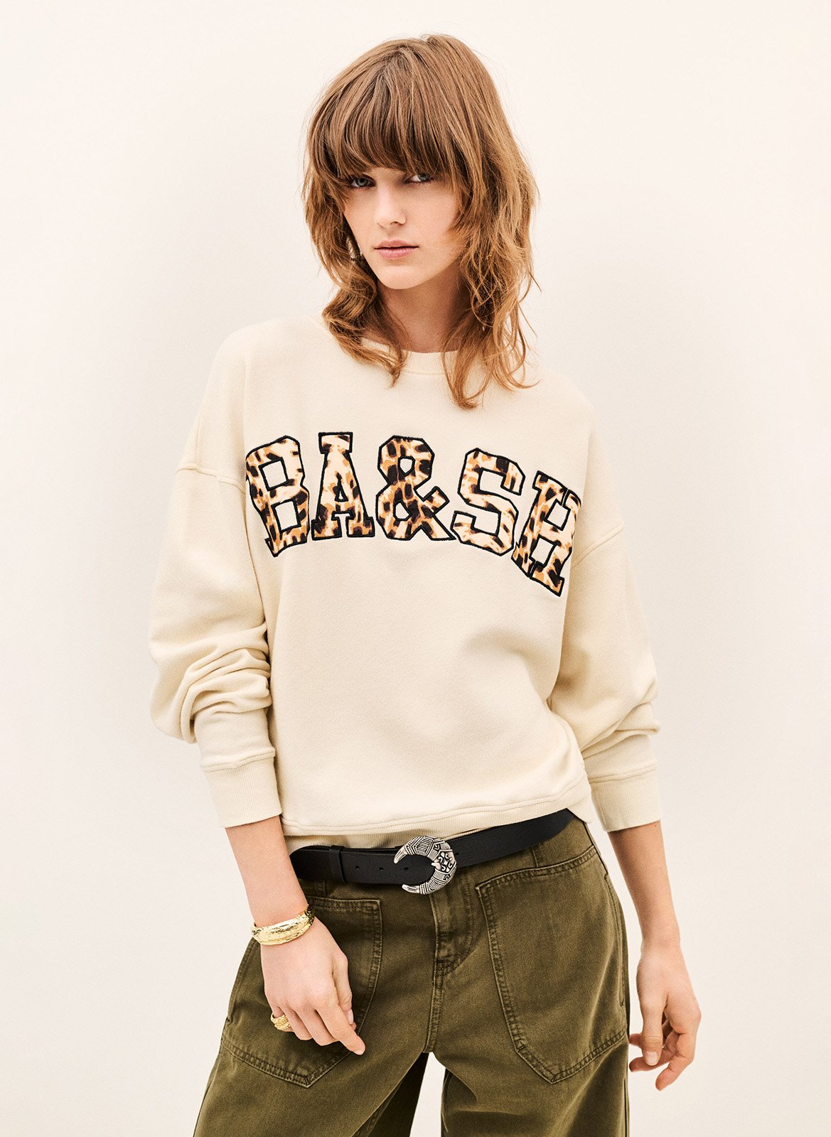 Straight cotton-blend sweater BA&SH Beige