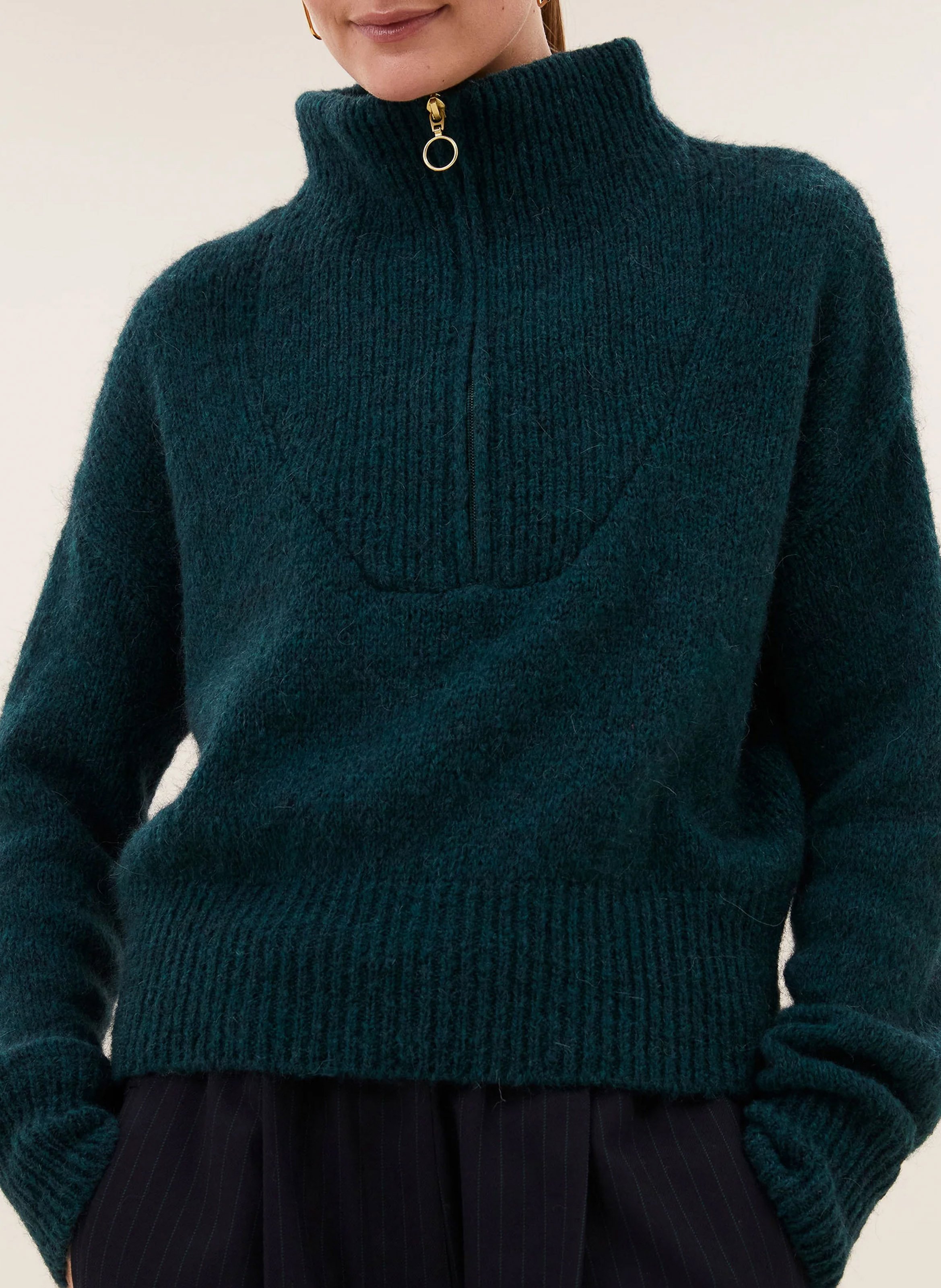 Oversized trui met truckerkraag | Groen BY BAR Dames