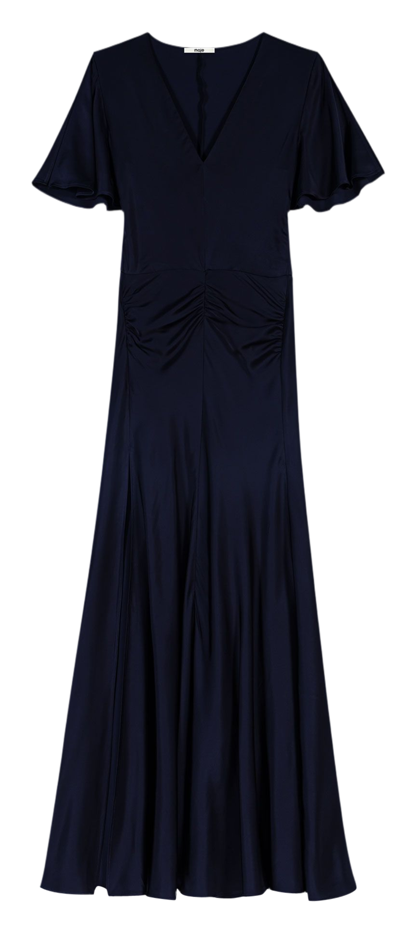 Lange gedrapeerde jurk met satijneffect MAJE Blauw