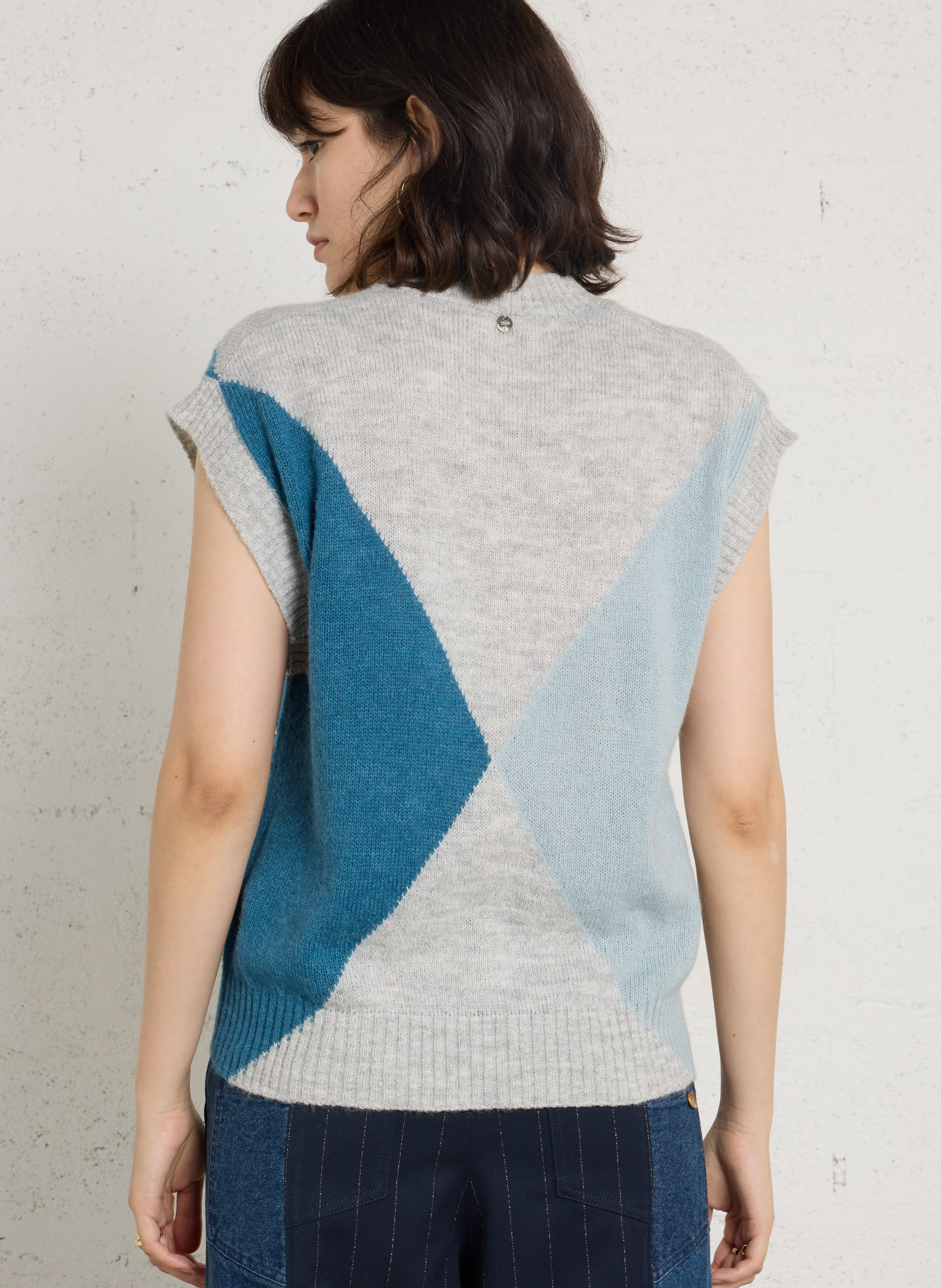 Pull sans manches en maille LIU JO Bleu