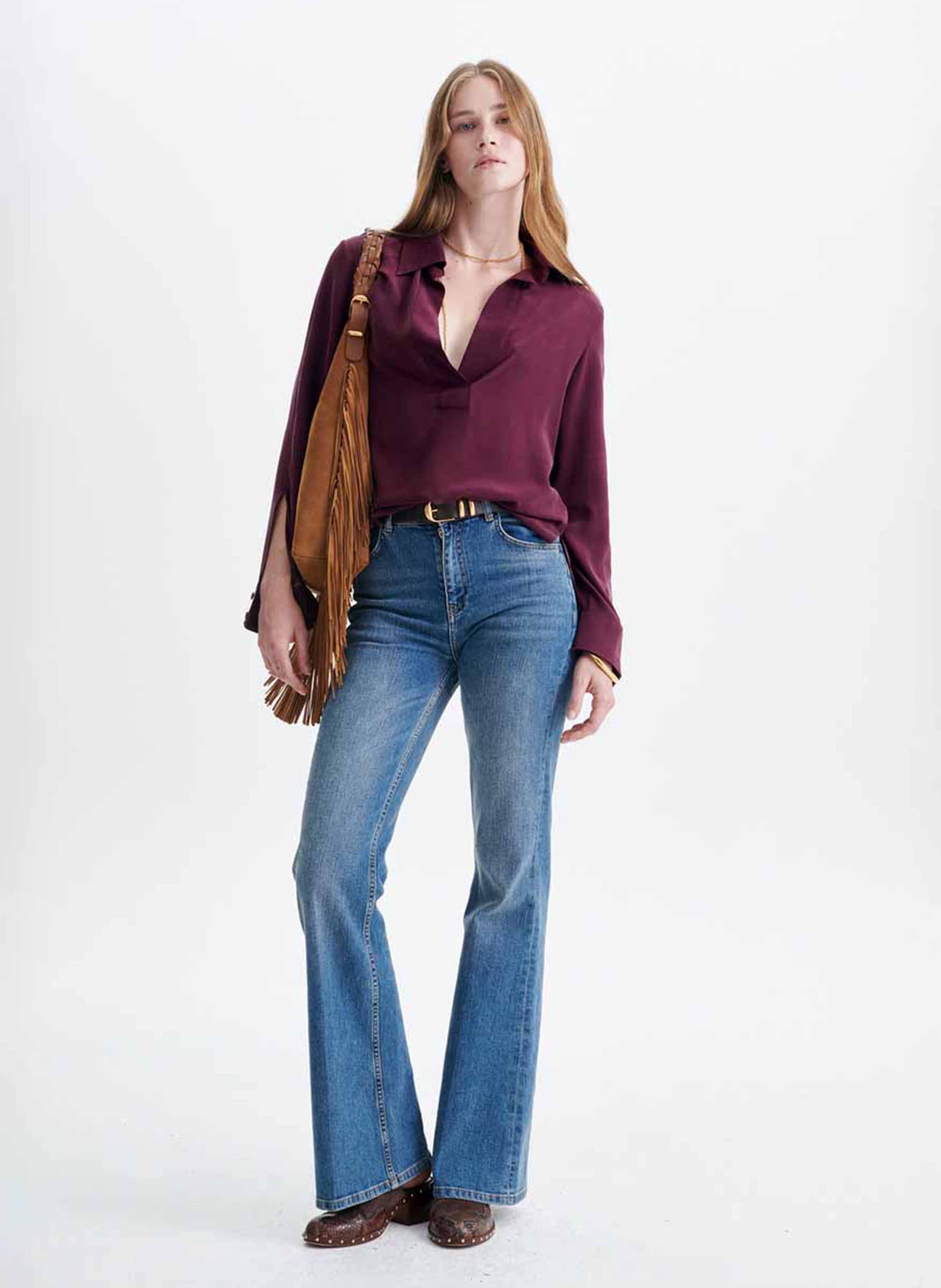 Silk Polo Collar Blouse | Purple VANESSA BRUNO Women