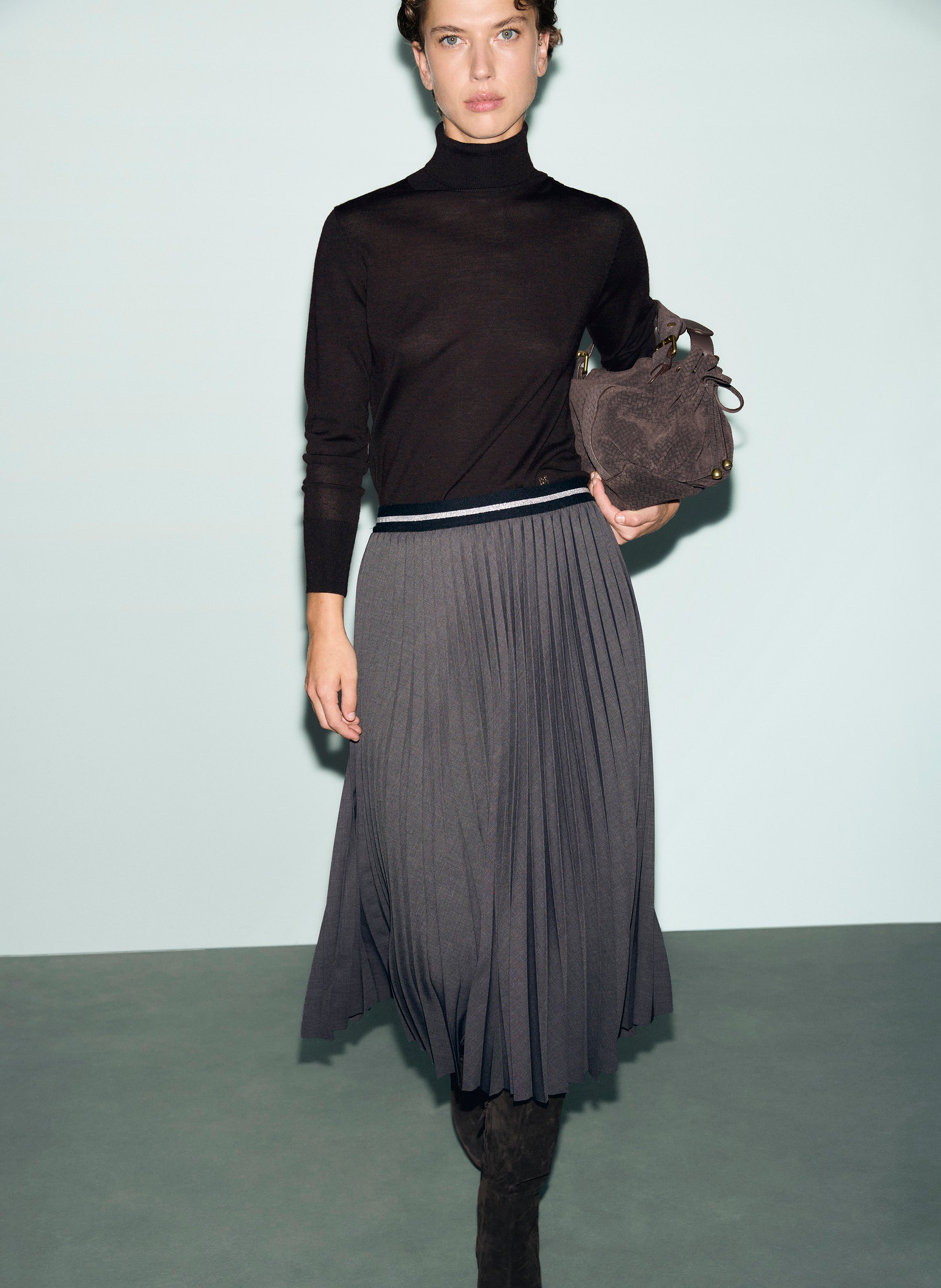 Jupe midi plissée GERARD DAREL Gris