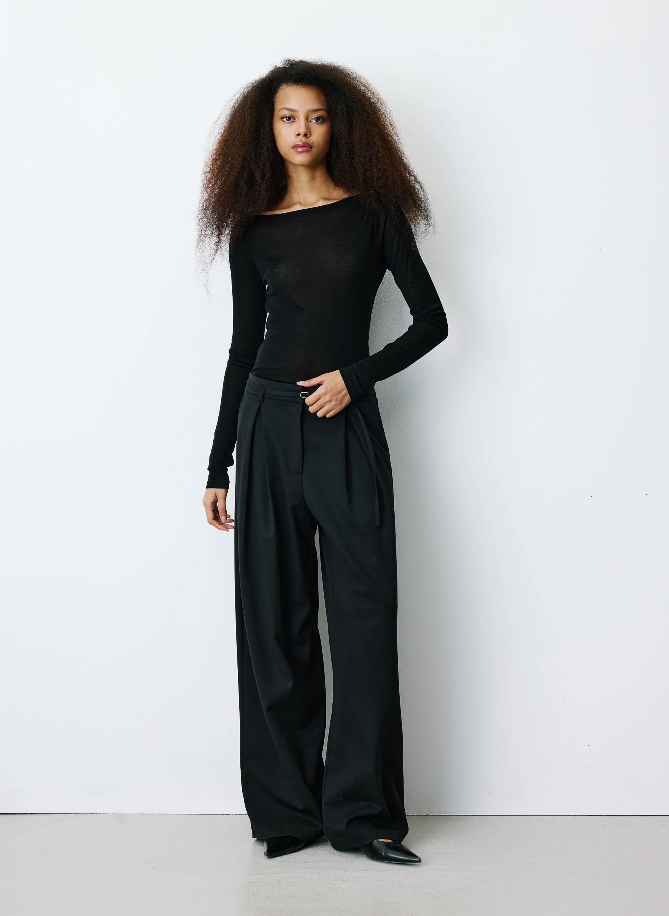 Wijde pantalon met ceintuur GRACE ET MILA Zwart
