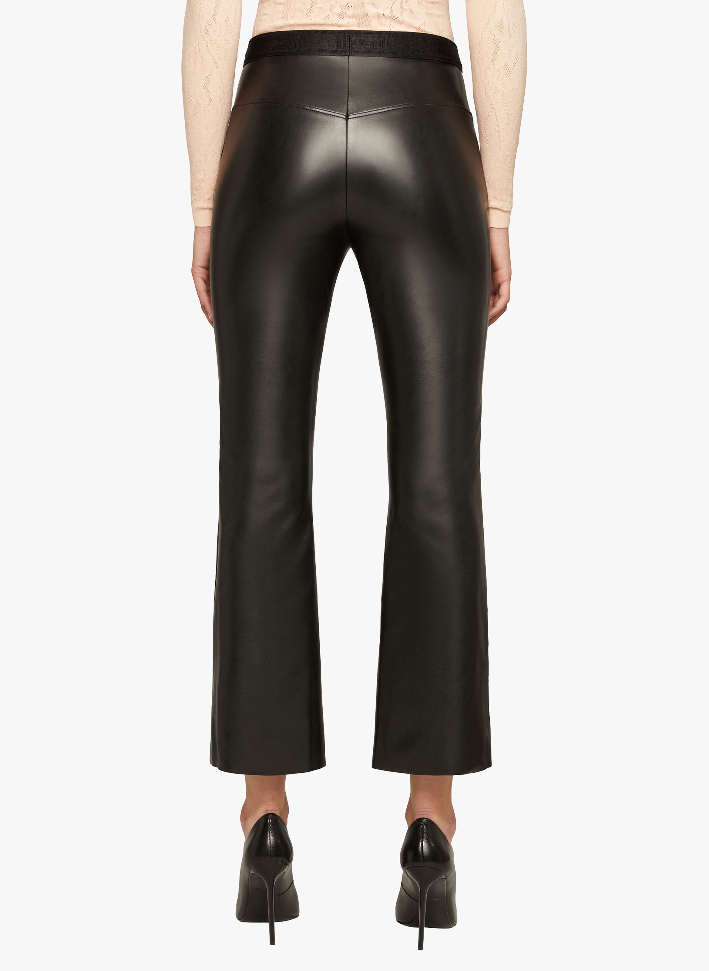 Pantalon évasé enduit WOLFORD Noir