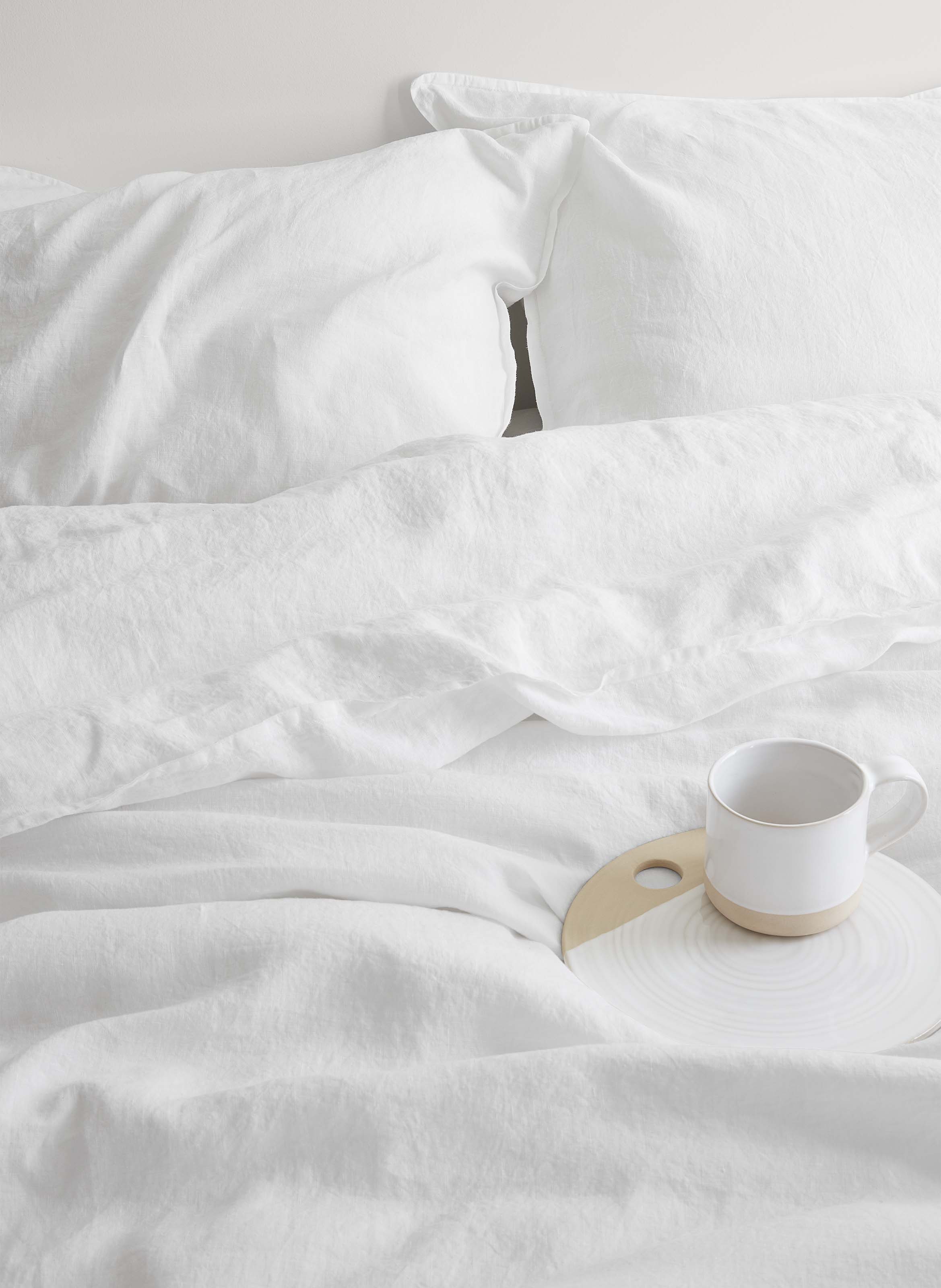 Kussensloop van stonewashed linnen Wit