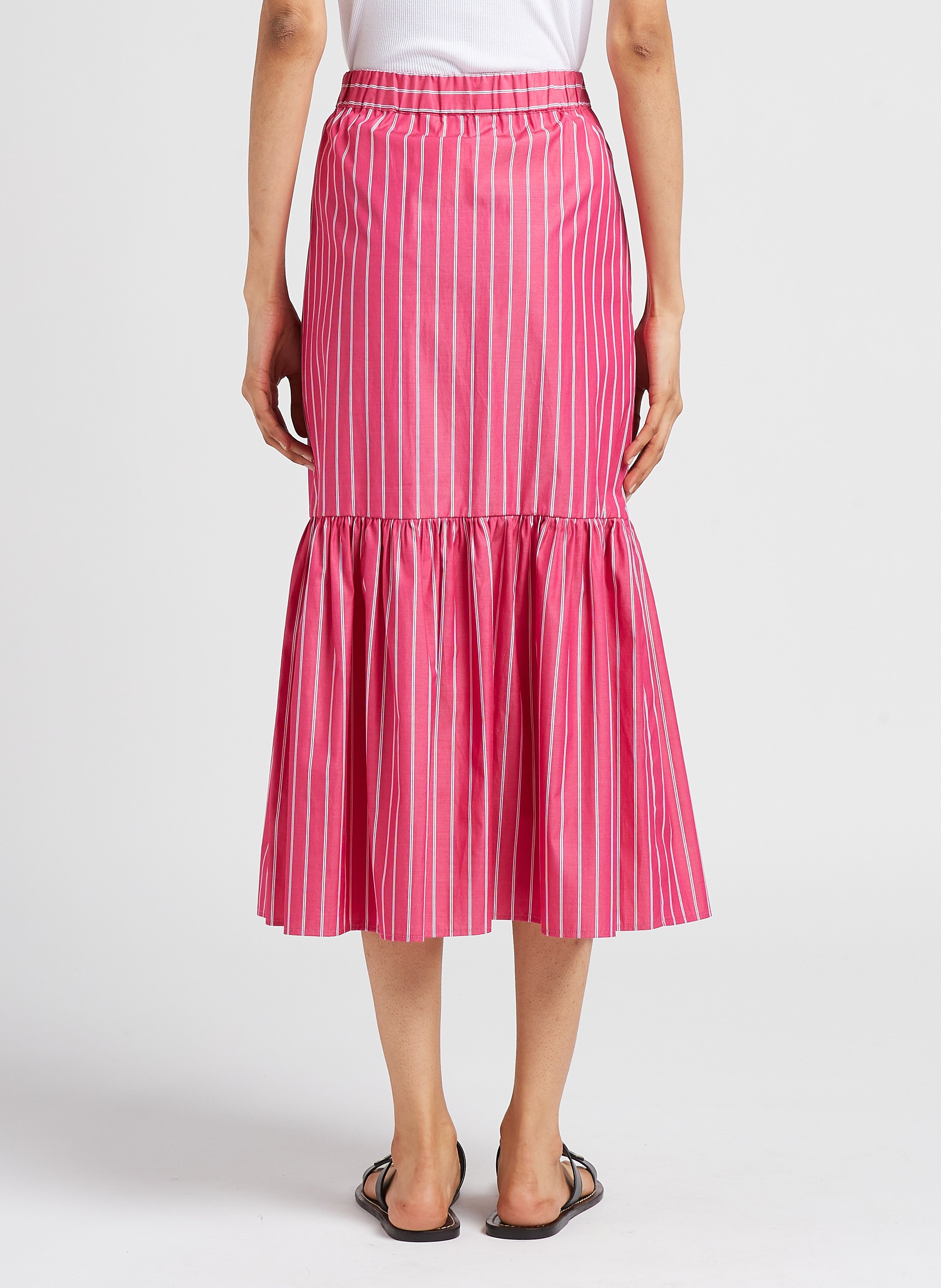 Halflange, katoenen rok met strepen MAX MARA LEISURE Roze