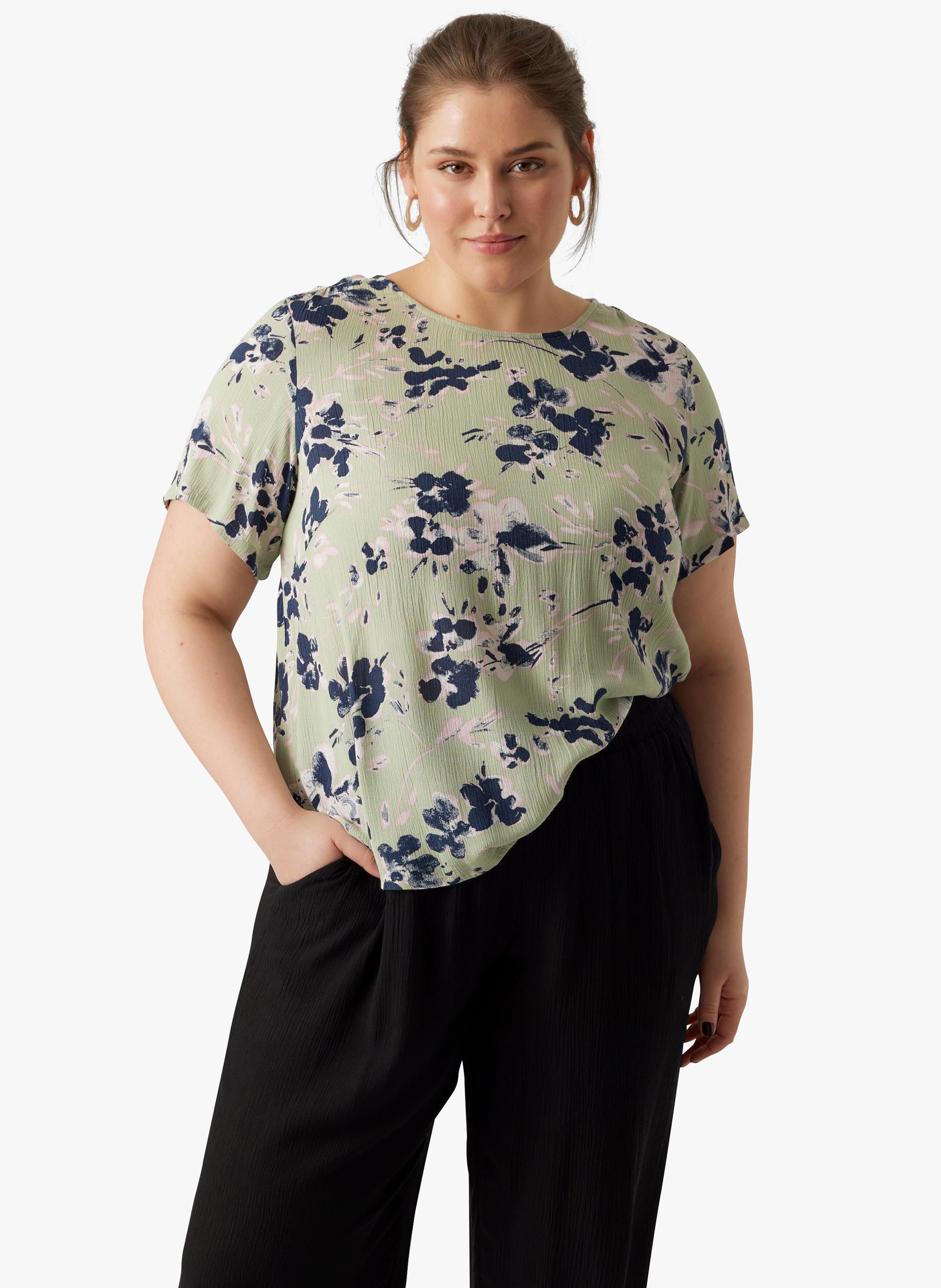 Top col rond imprimé  VERO MODA CURVE Vert