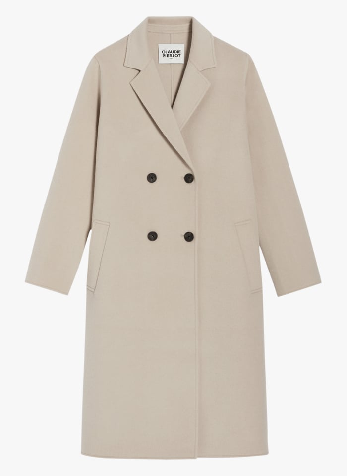 Manteau Droit En Laine M lang e Galantbis Beige Clair Claudie
