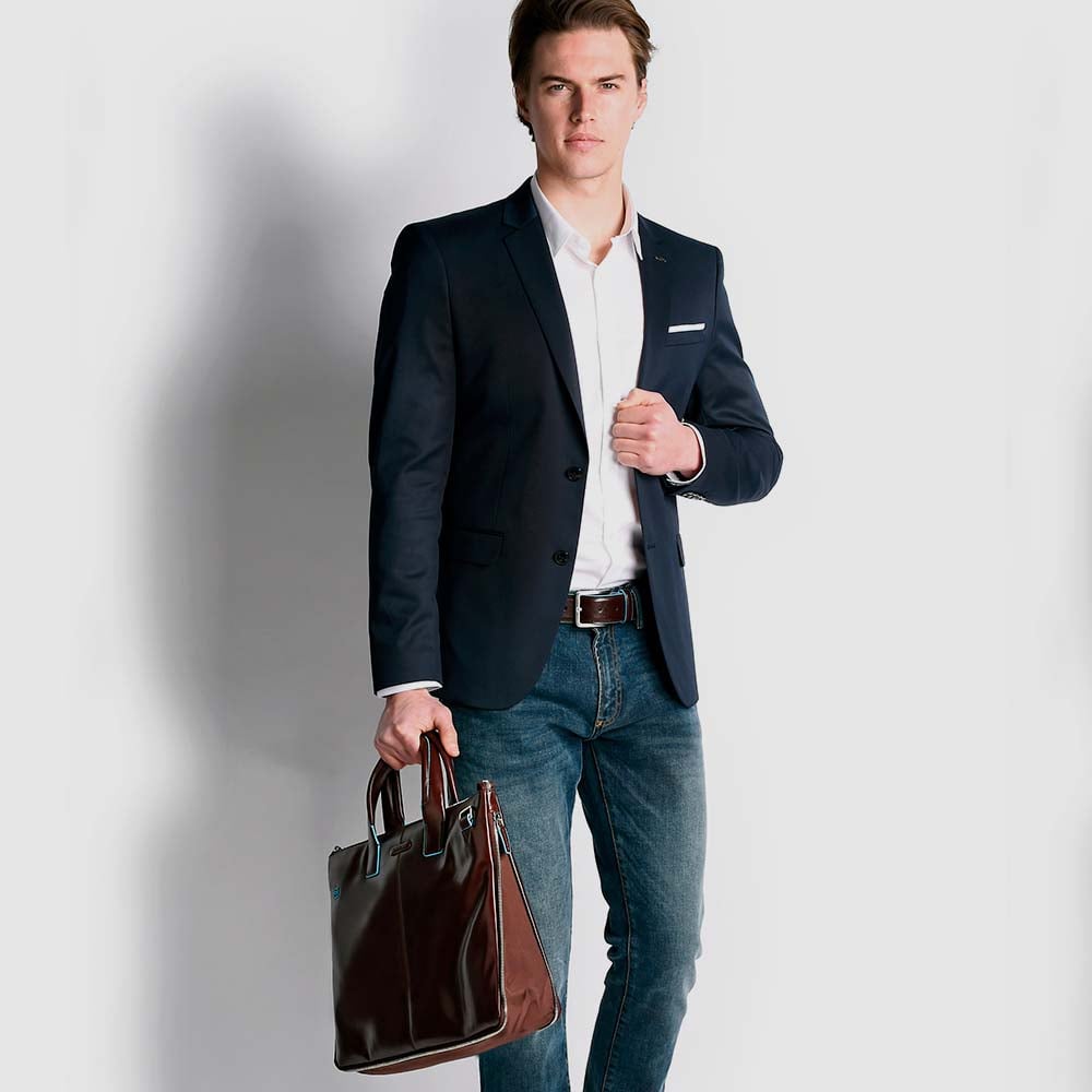 Block color shopping bag PIQUADRO Black