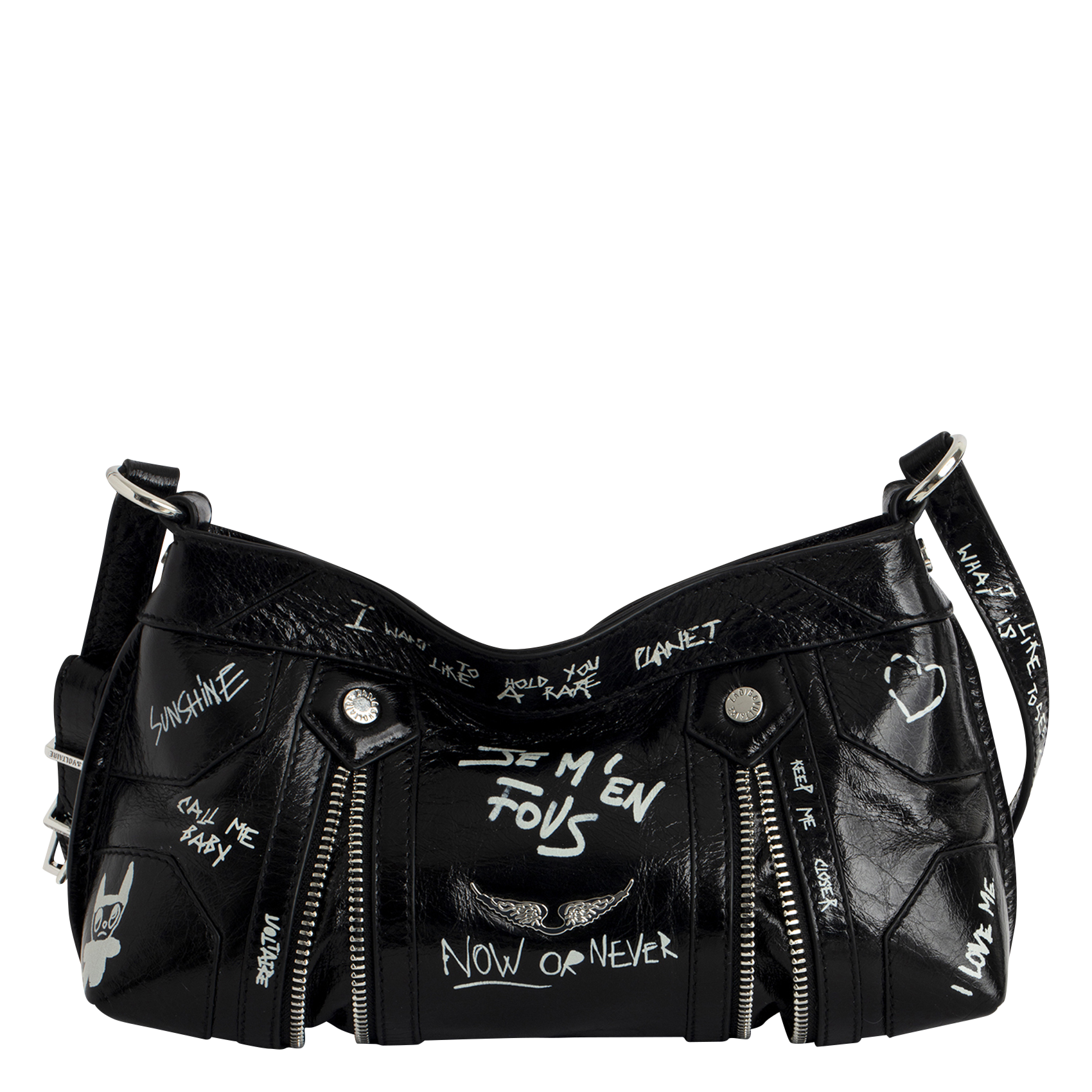 Lakleren schoudertas ZADIG&VOLTAIRE Zwart