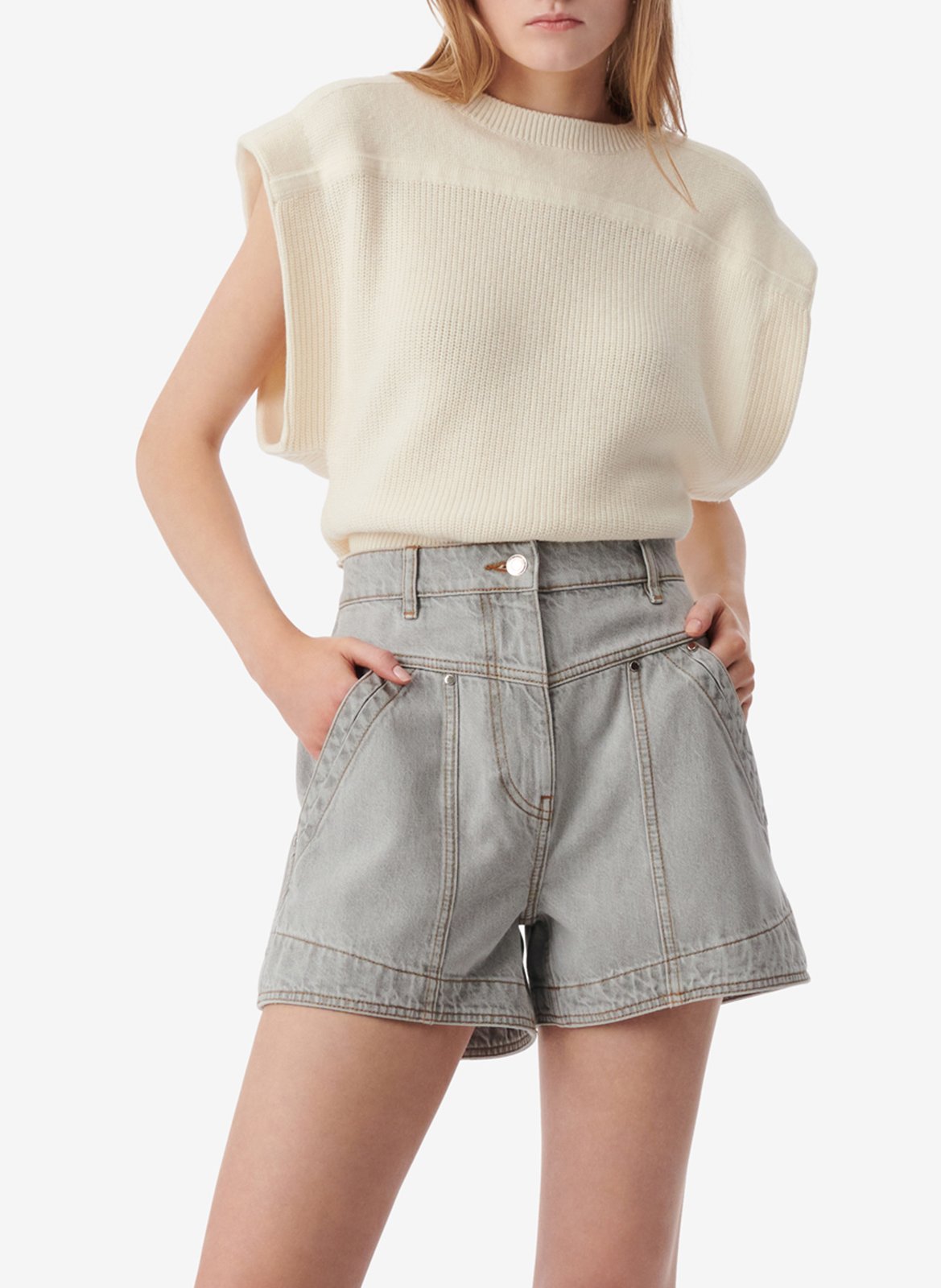 Sleeveless cotton and cashmere sweater IRO Beige