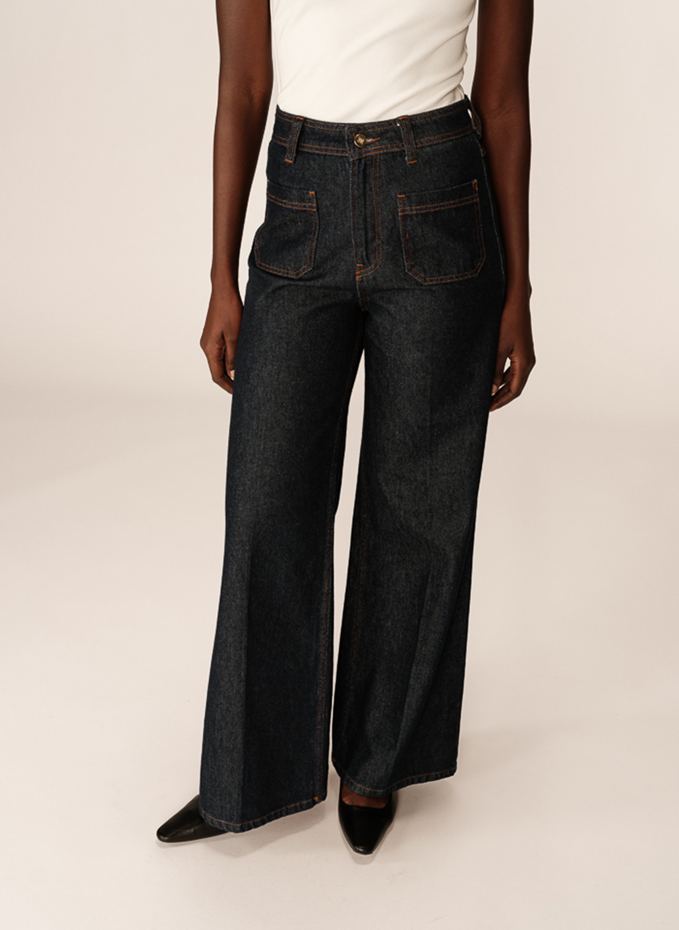 Straight leg wide leg jeans GRACE ET MILA Blue