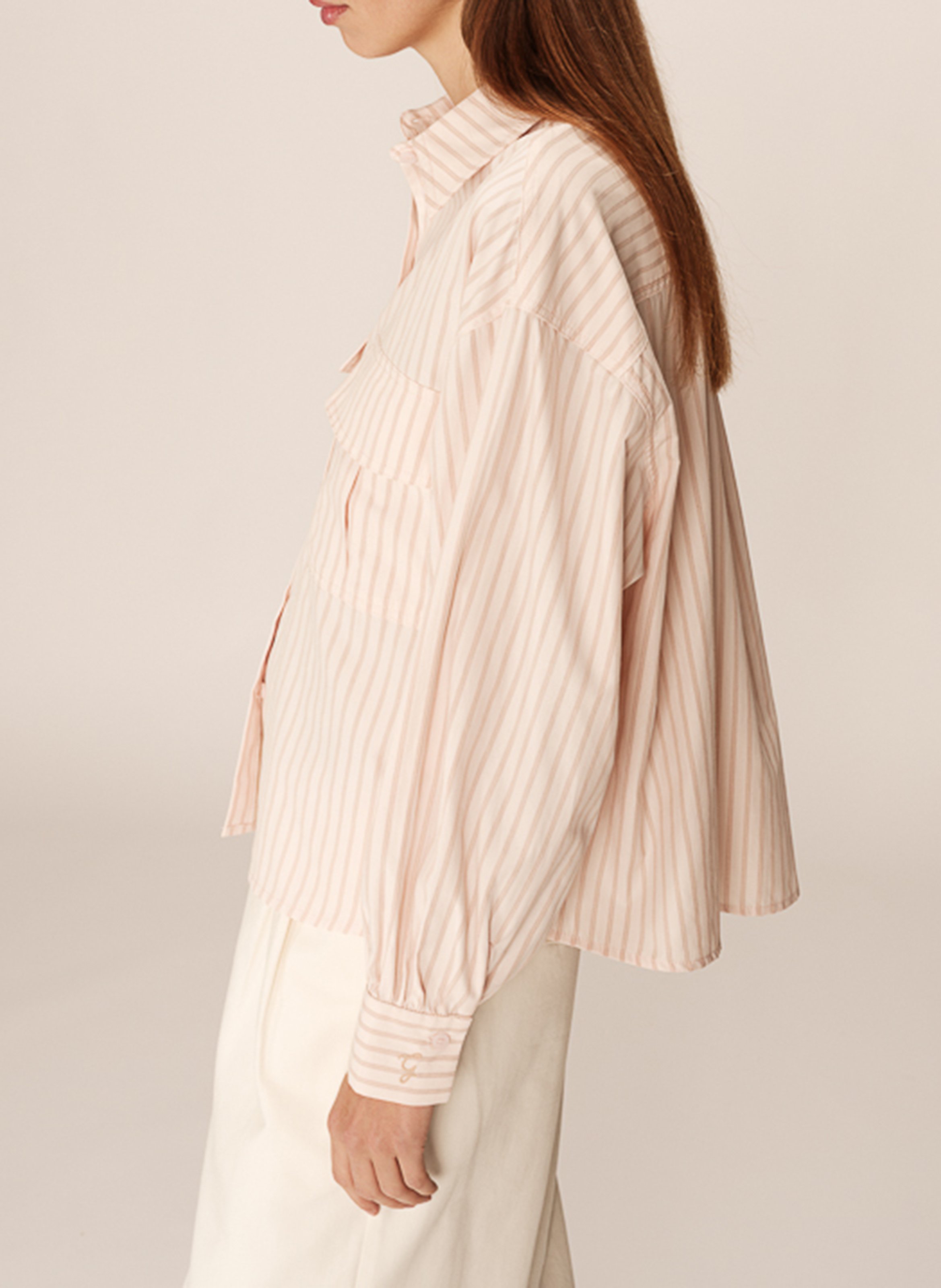 Chemise droite col classique en coton mélangé GRACE ET MILA Rose