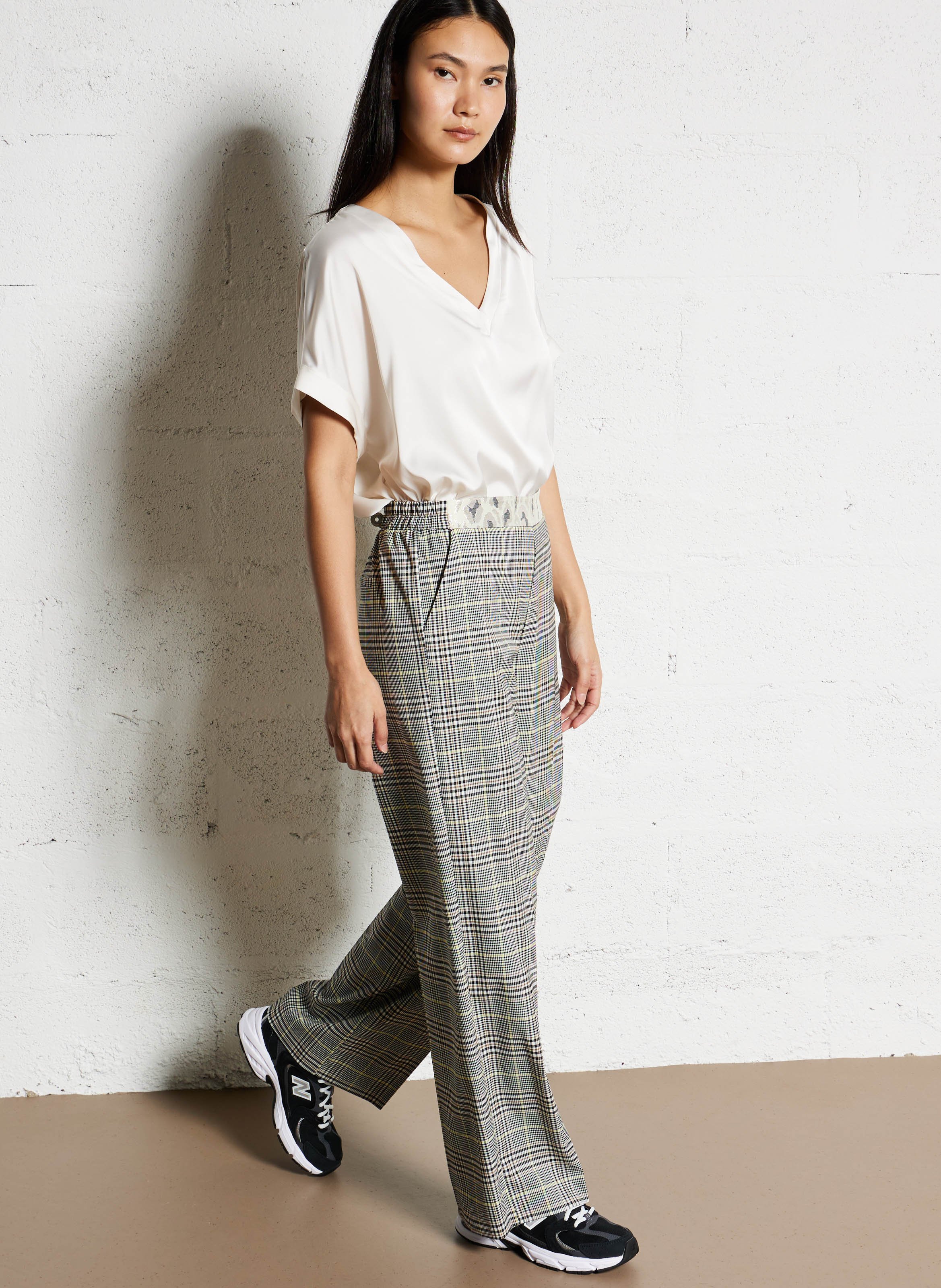 Straight pants with pattern and panel IMPERIAL Multicolored