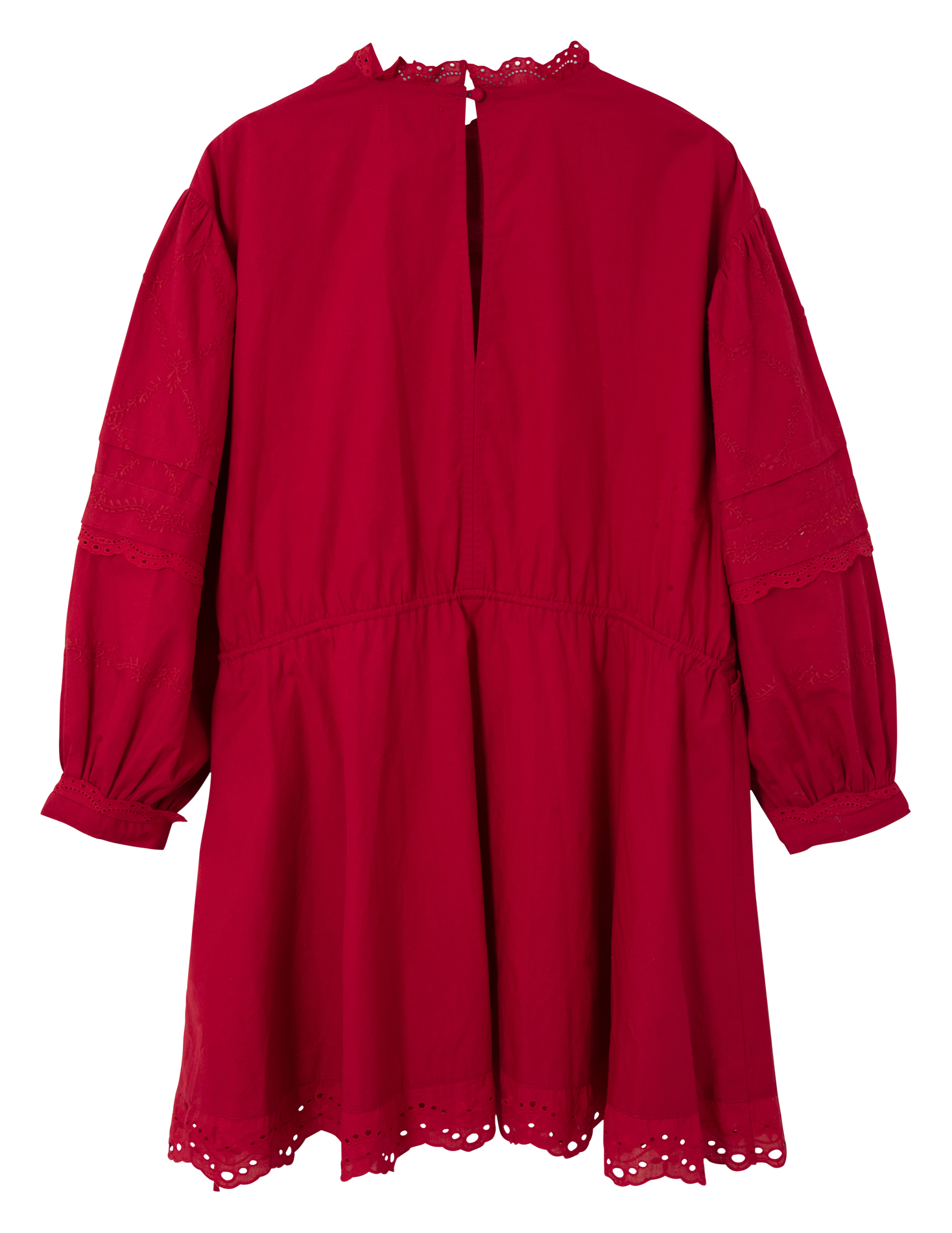 Short embroidered organic cotton dress DAMSON MADDER Red