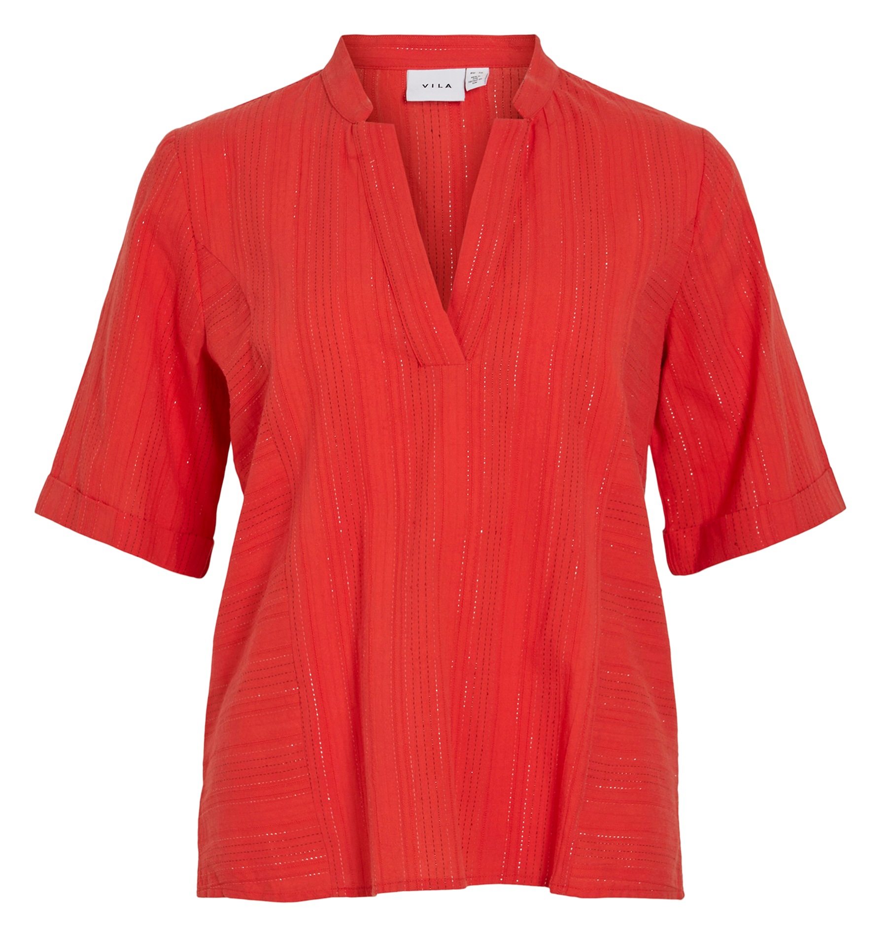 Tunisian collar blouse with metallic threads VILA Red