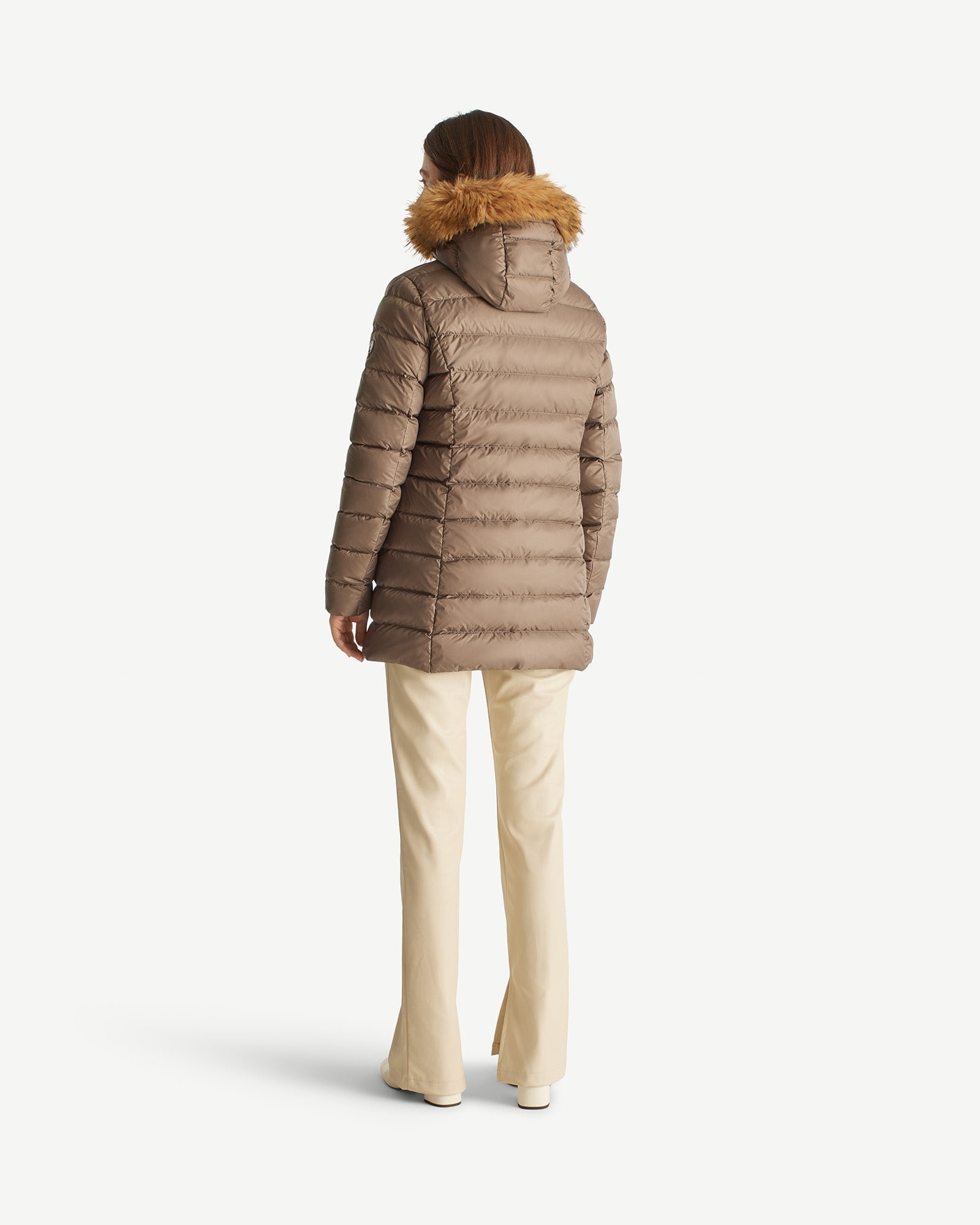 Mid-length puffer coat for extreme cold in pearl JOTT Beige