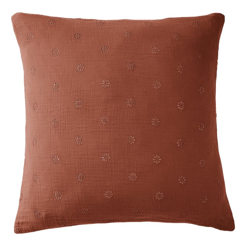 Cotton percale pillow case L'EFFET PAPILLON Red