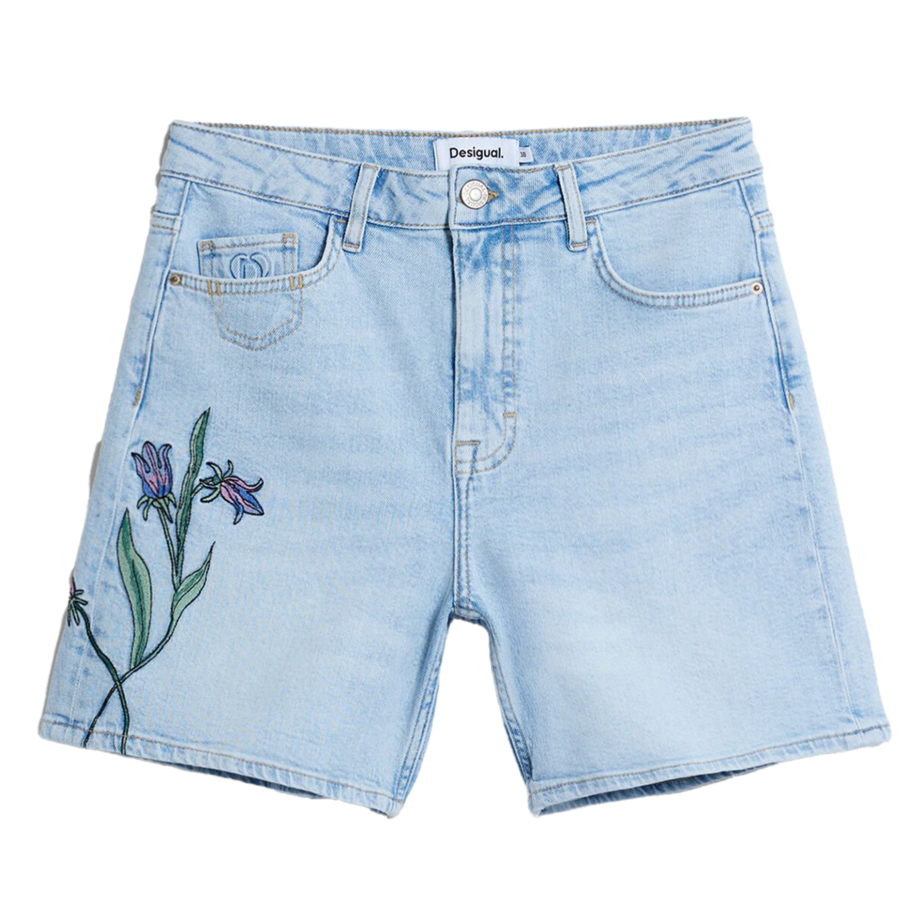 Bermuda droit en coton mélangé DESIGUAL Bleu