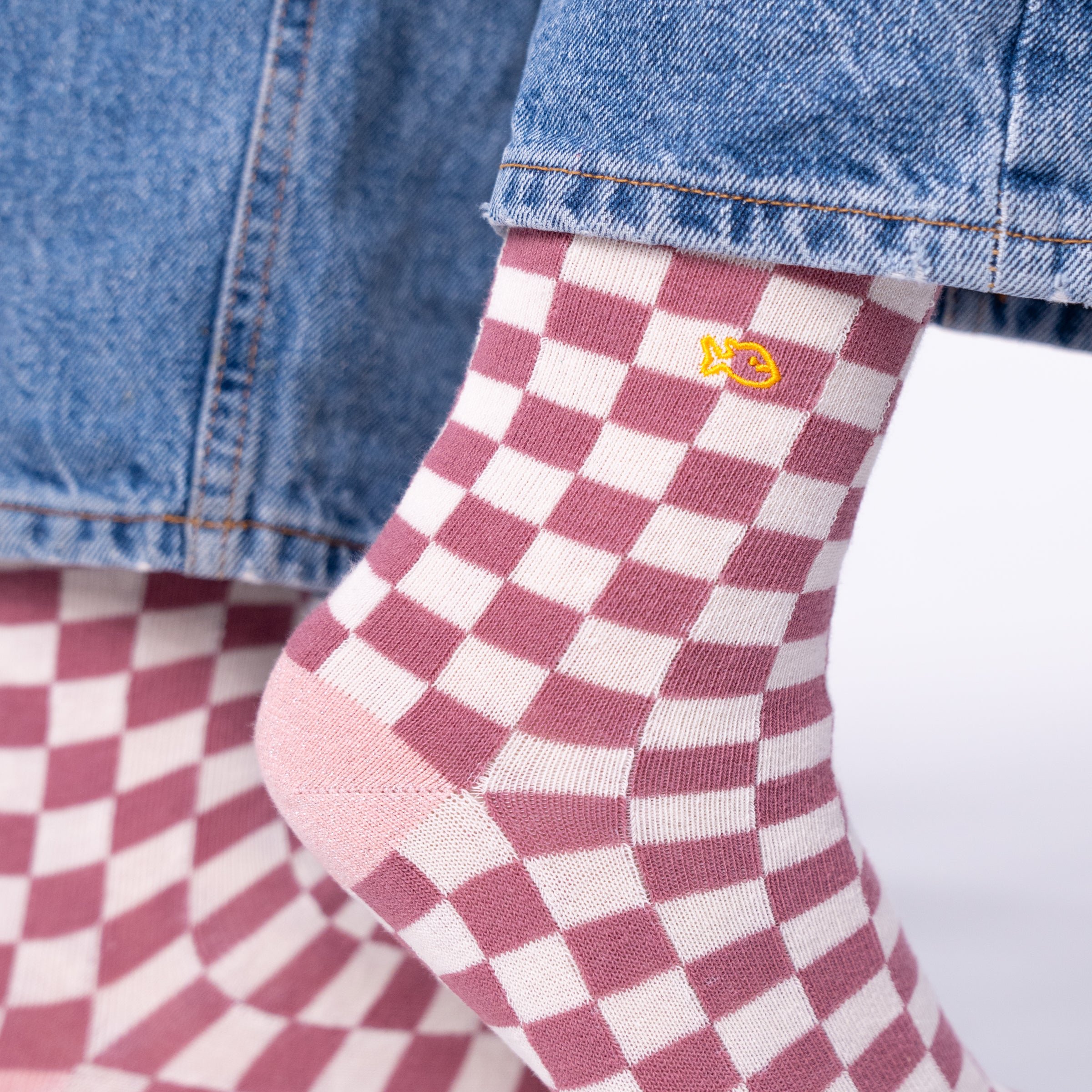 Checked combed cotton socks BILLYBELT Pink