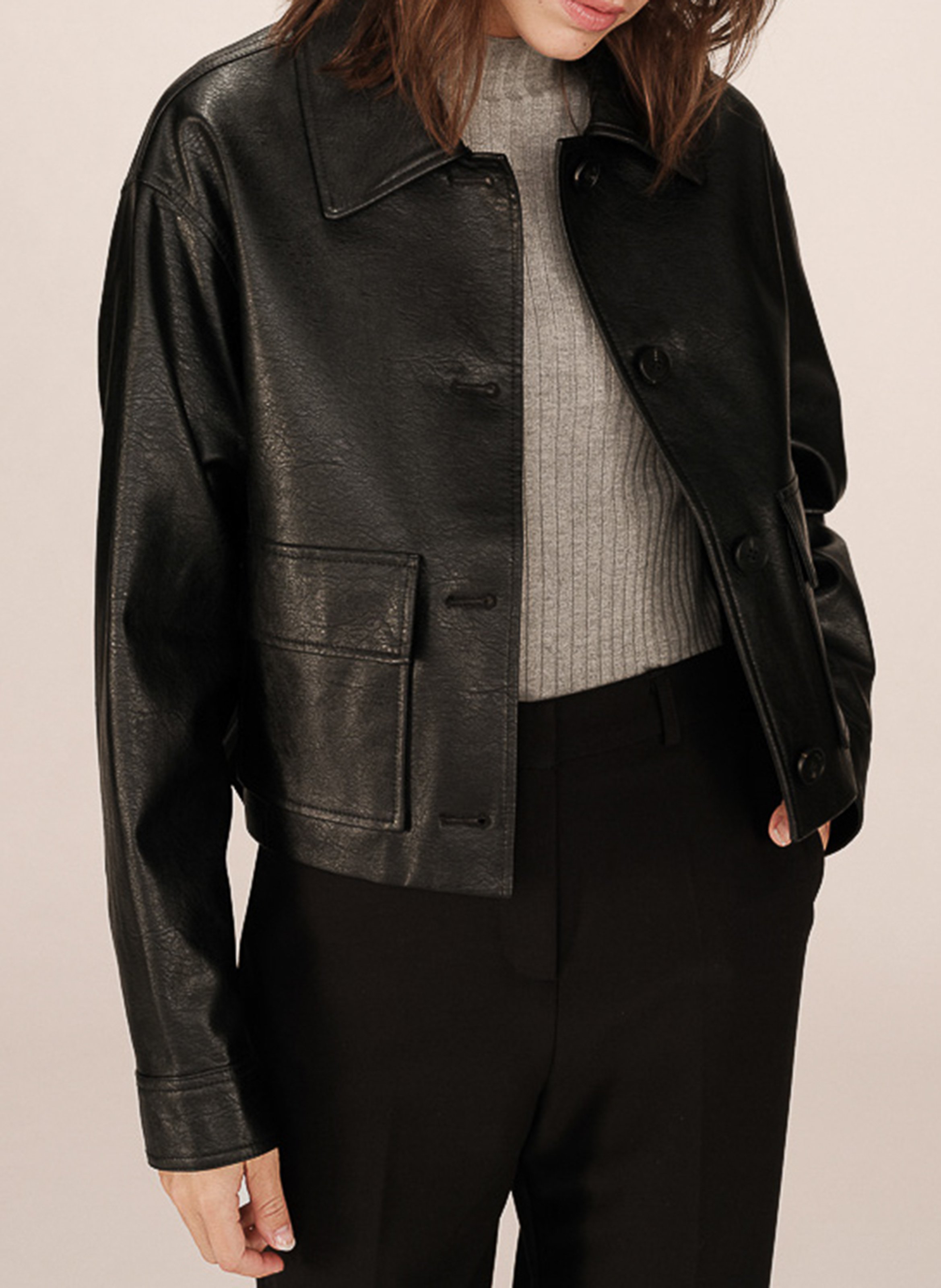 Straight-cut jacket with classic collar GRACE ET MILA Black