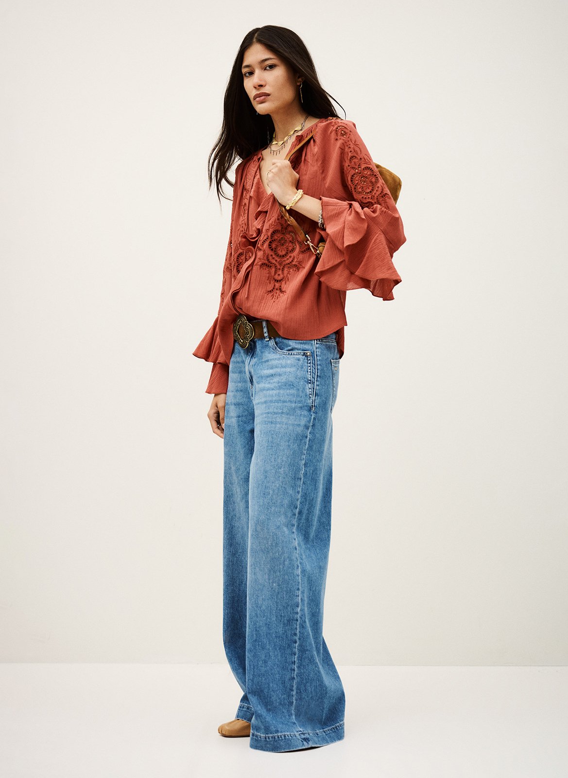Oversized geborduurde blouse BA&SH Roze