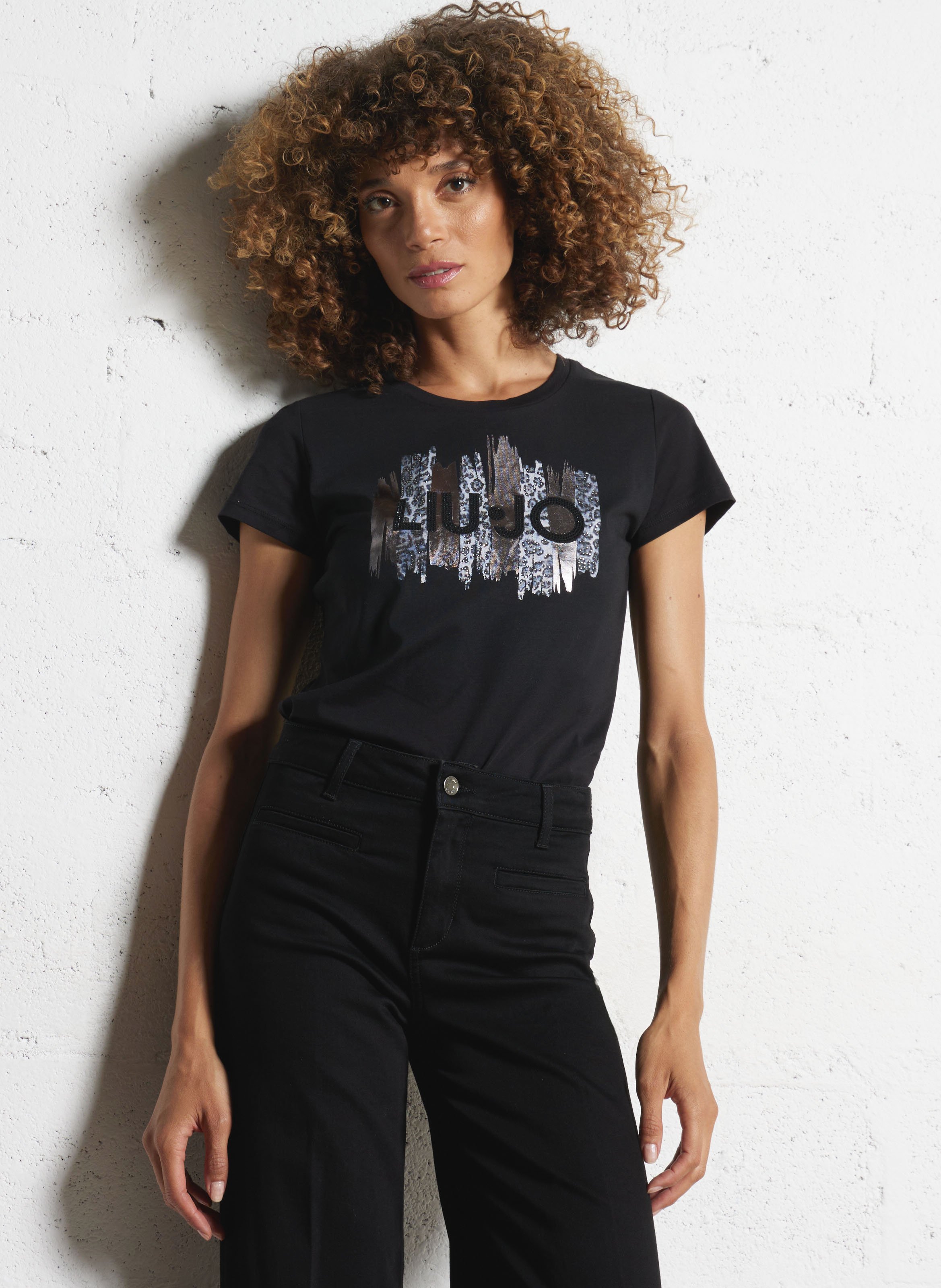 Camiliday round-neck sleeveless cotton top LIU JO Black