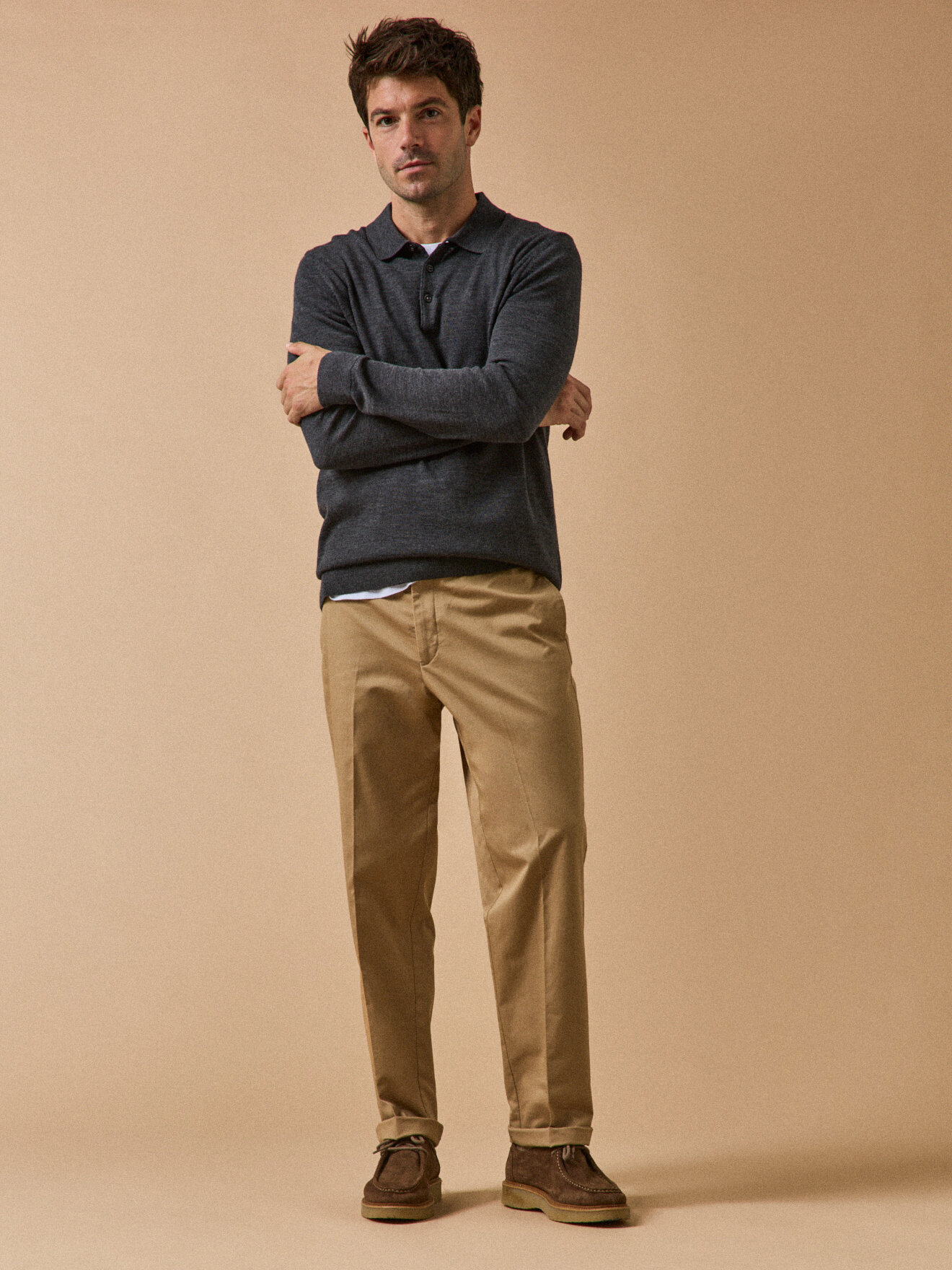 Wide-leg chino pants Brown