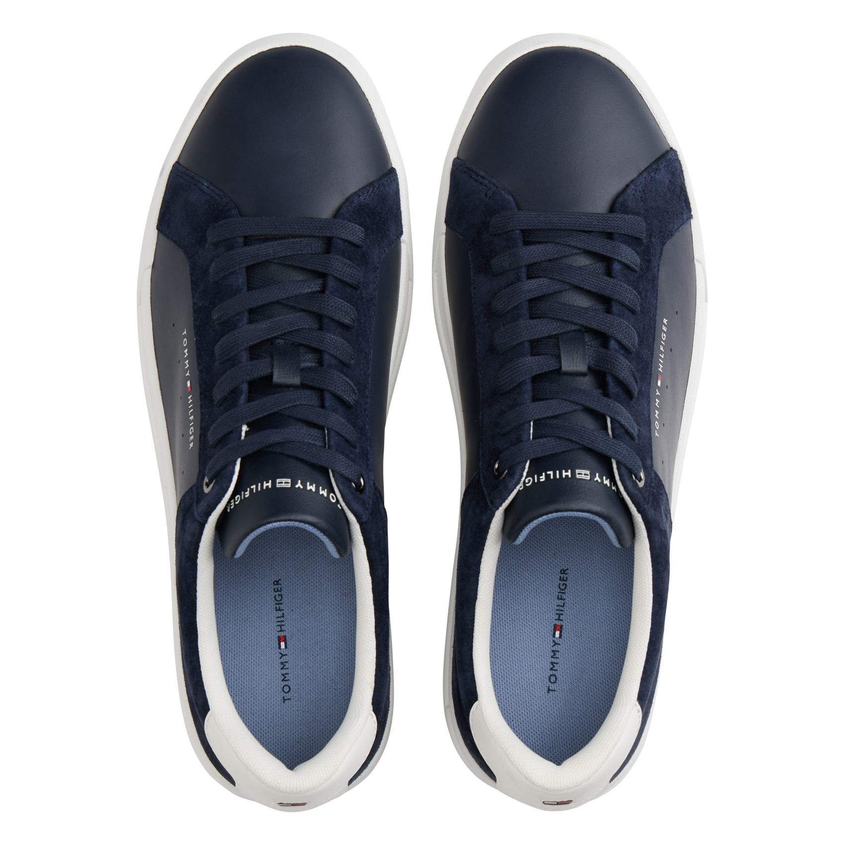 Brushed leather low-top sneakers TOMMY HILFIGER Blue