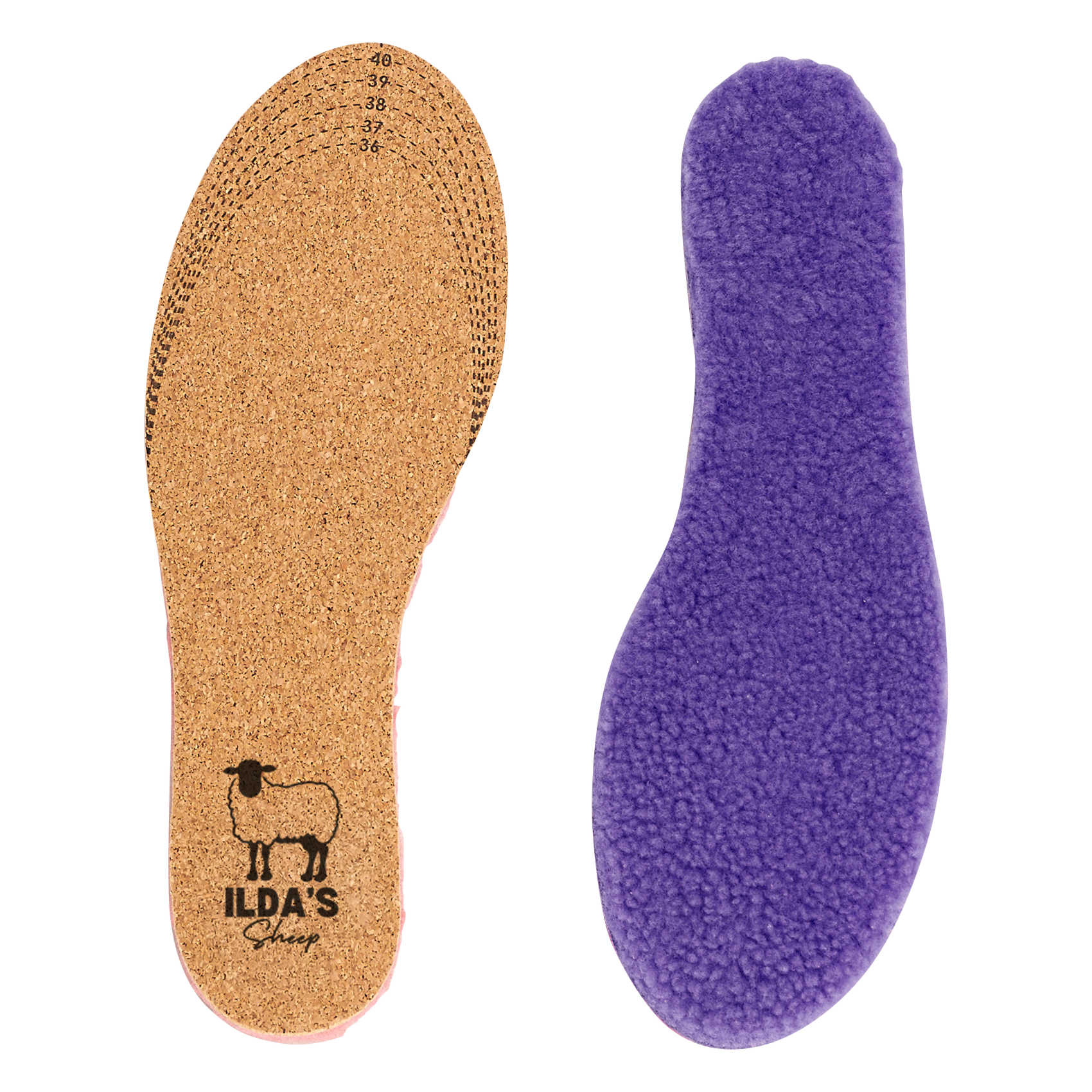 Inlegzolen van merinowol en kurk. ILDA'S SHEEP Violet
