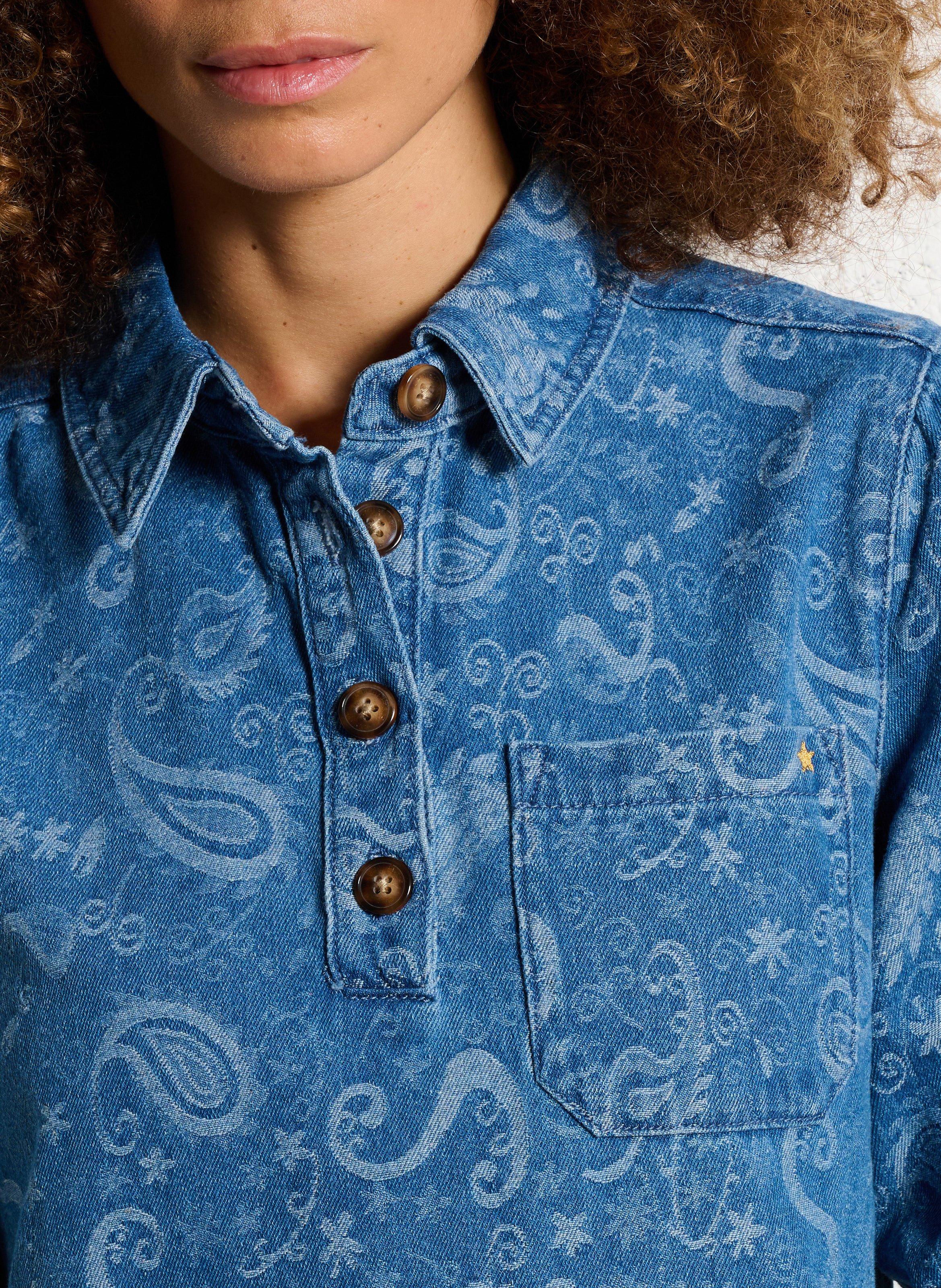 Korte, gerende jurk - katoenblend LA PETITE ETOILE Jeans Stone